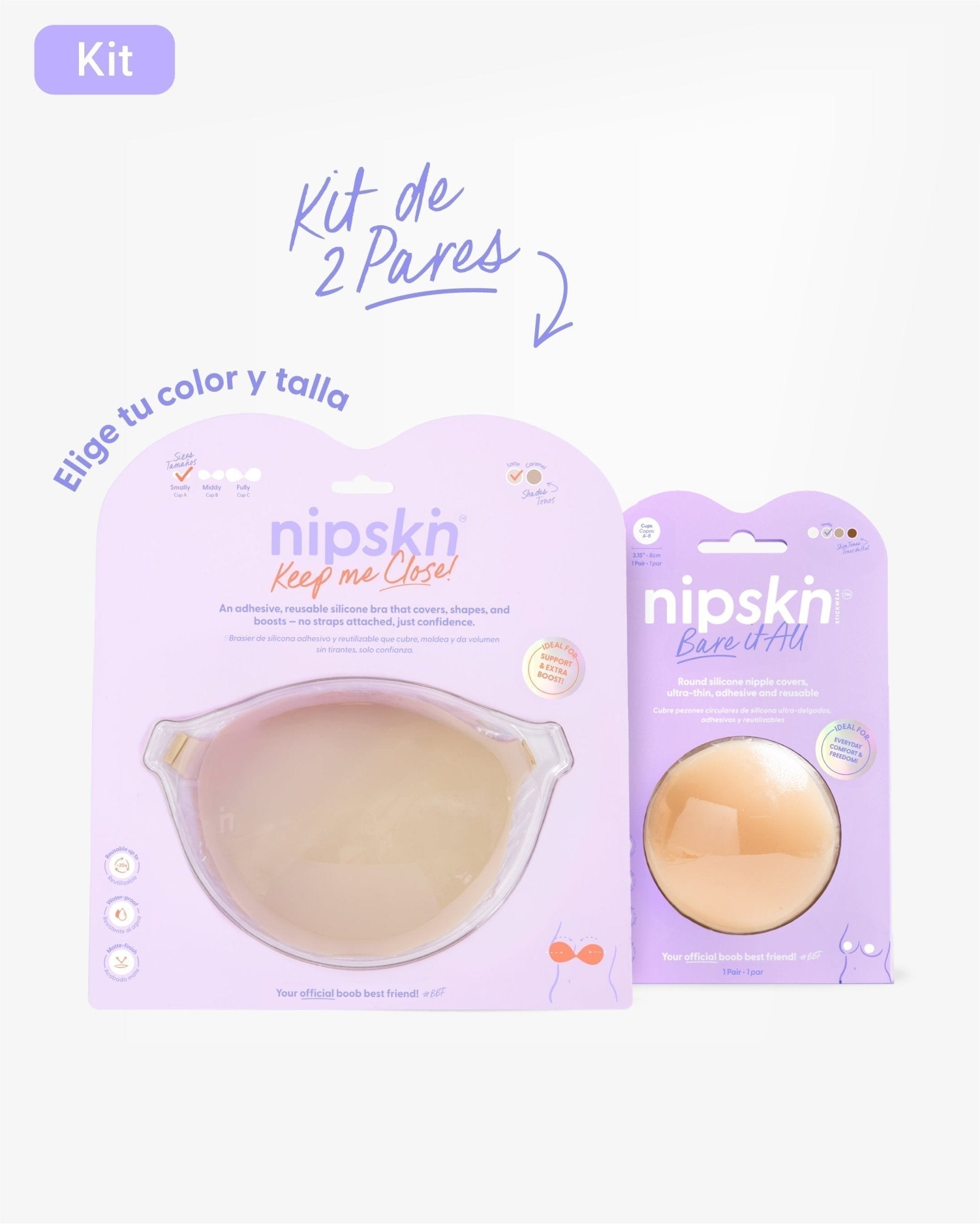 Kit Brasier Adhesivo + Cubre Pezón de Silicona (Talla PLUS) - Nipskin® - Nipskin CR