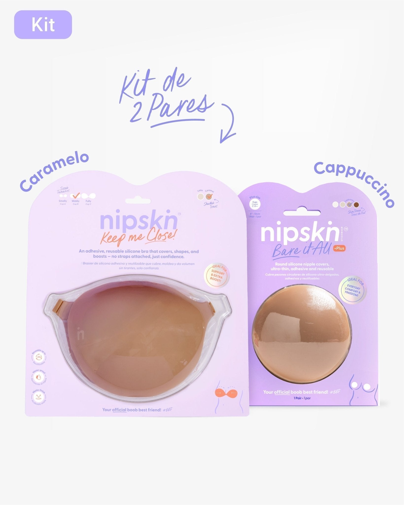 Kit Brasier Adhesivo + Cubre Pezón de Silicona (Talla PLUS) - Nipskin® - Nipskin CR