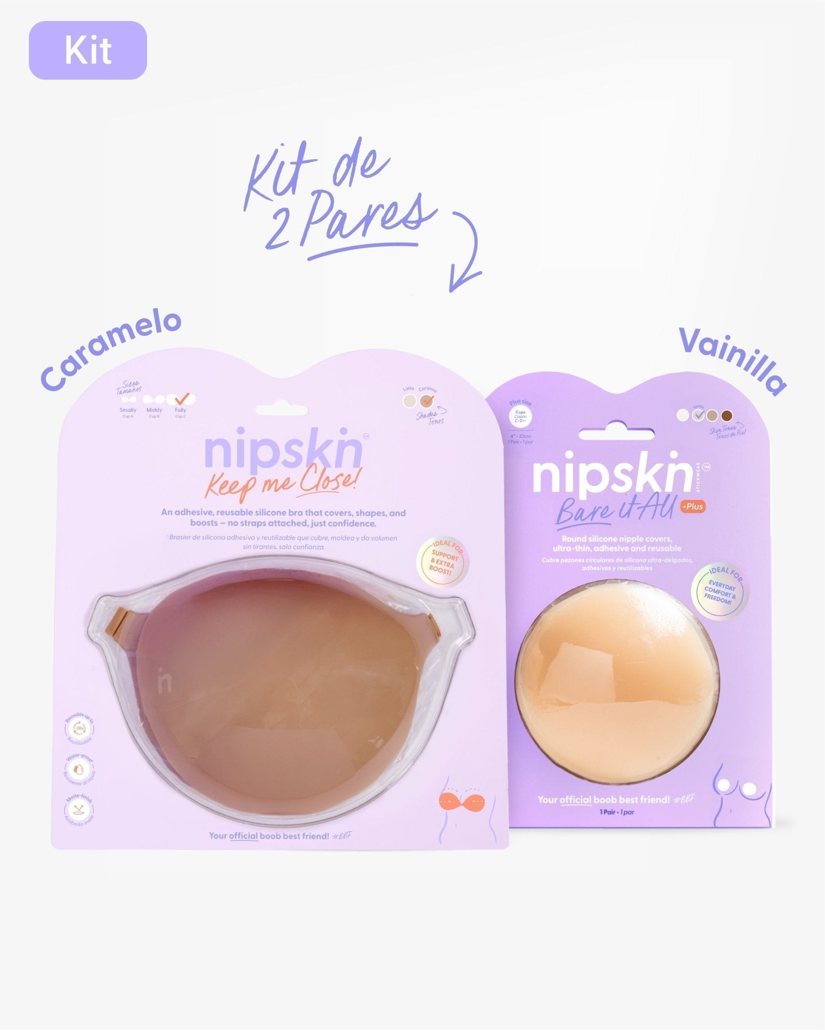 Kit Brasier Adhesivo + Cubre Pezón de Silicona (Talla PLUS) - Nipskin® - Nipskin CR