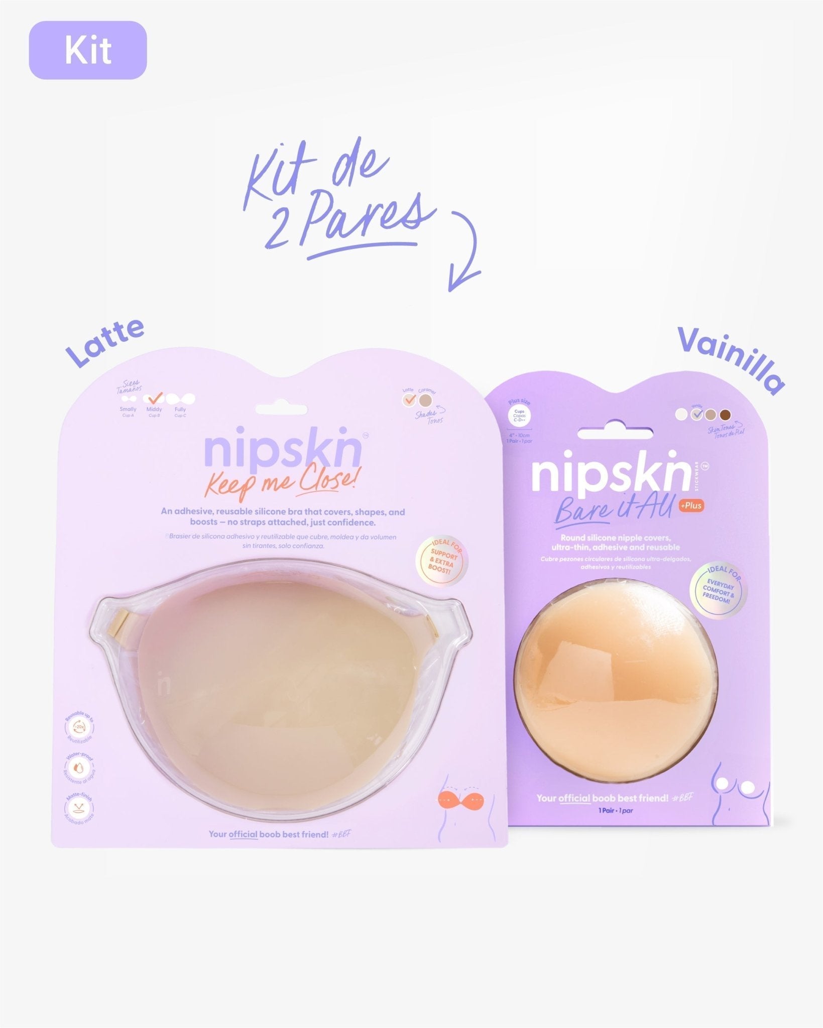 Kit Brasier Adhesivo + Cubre Pezón de Silicona (Talla PLUS) - Nipskin® - Nipskin CR