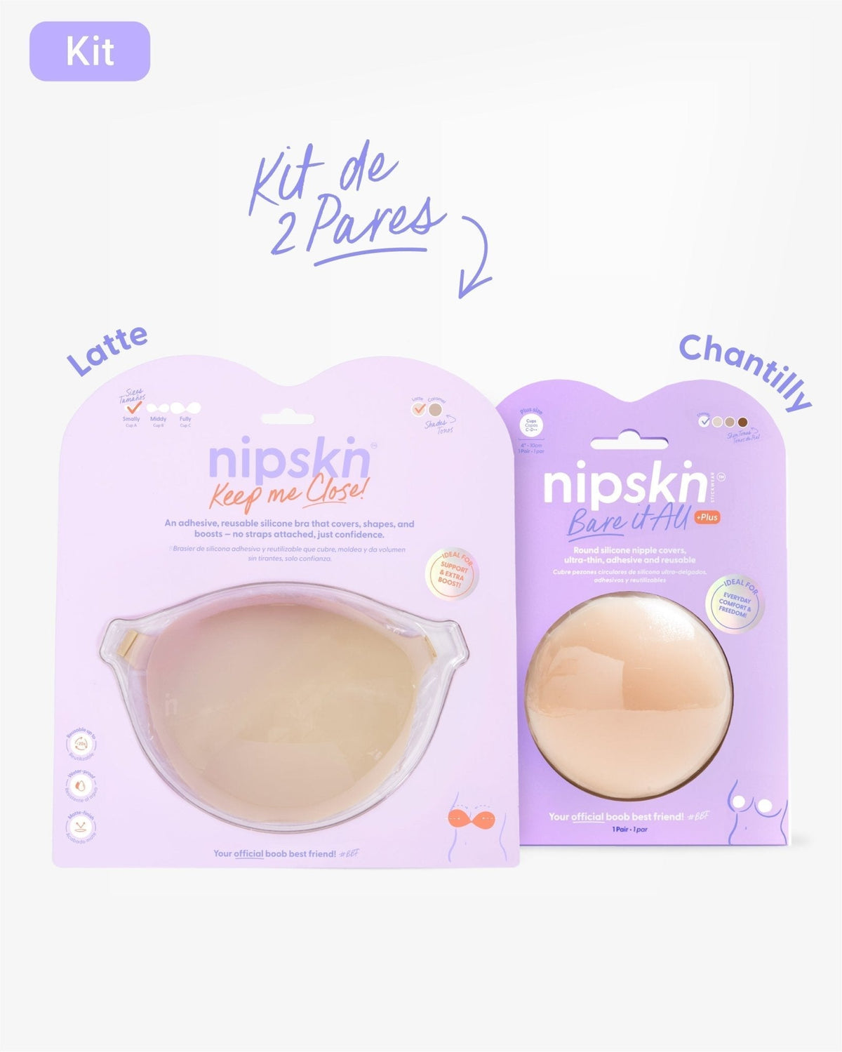 Kit Brasier Adhesivo + Cubre Pezón de Silicona (Talla PLUS) - Nipskin® - Nipskin CR