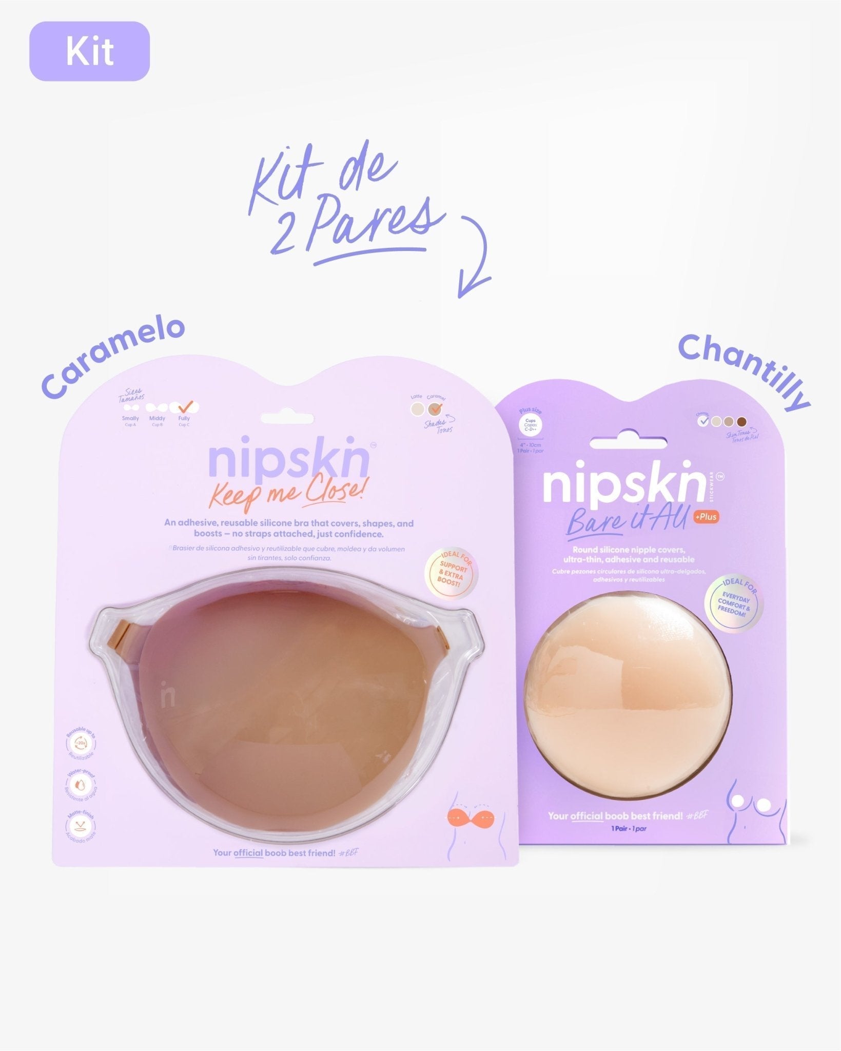 Kit Brasier Adhesivo + Cubre Pezón de Silicona (Talla PLUS) - Nipskin® - Nipskin CR