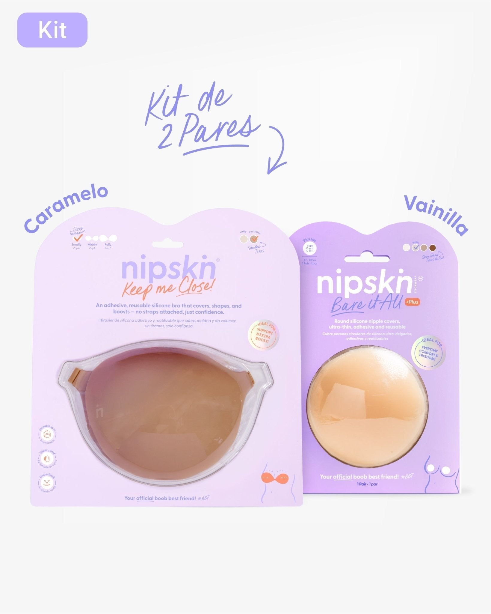 Kit Brasier Adhesivo + Cubre Pezón de Silicona (Talla PLUS) - Nipskin® - Nipskin CR