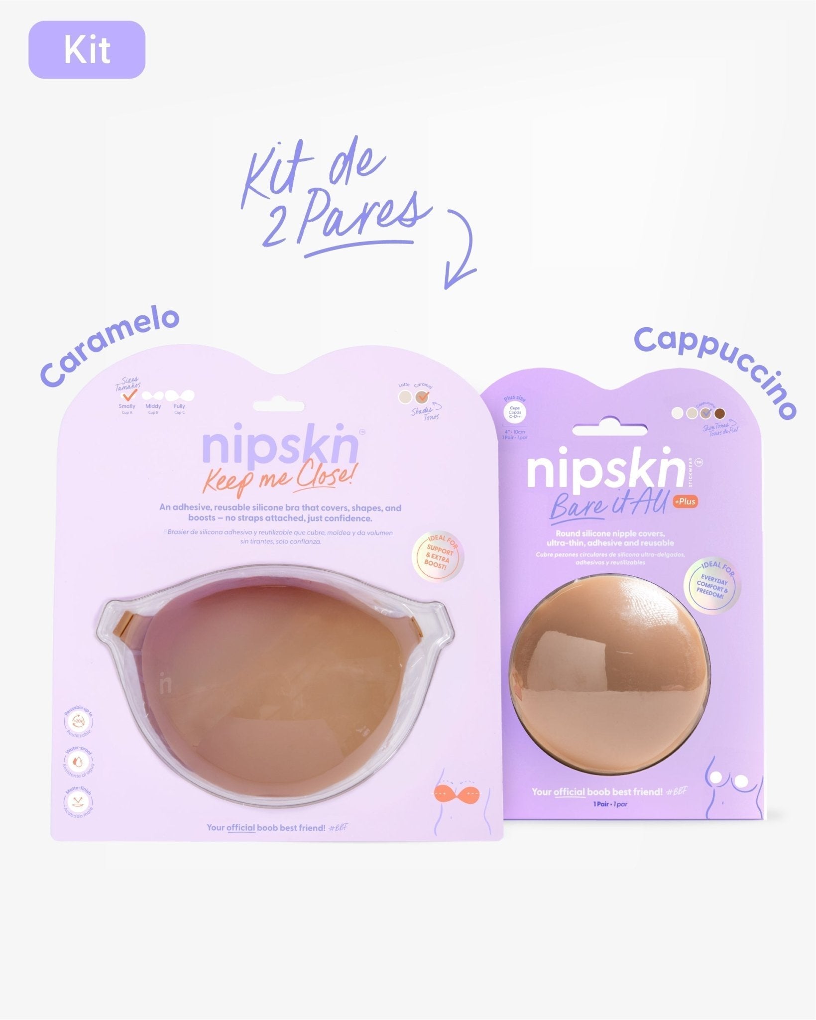 Kit Brasier Adhesivo + Cubre Pezón de Silicona (Talla PLUS) - Nipskin® - Nipskin CR