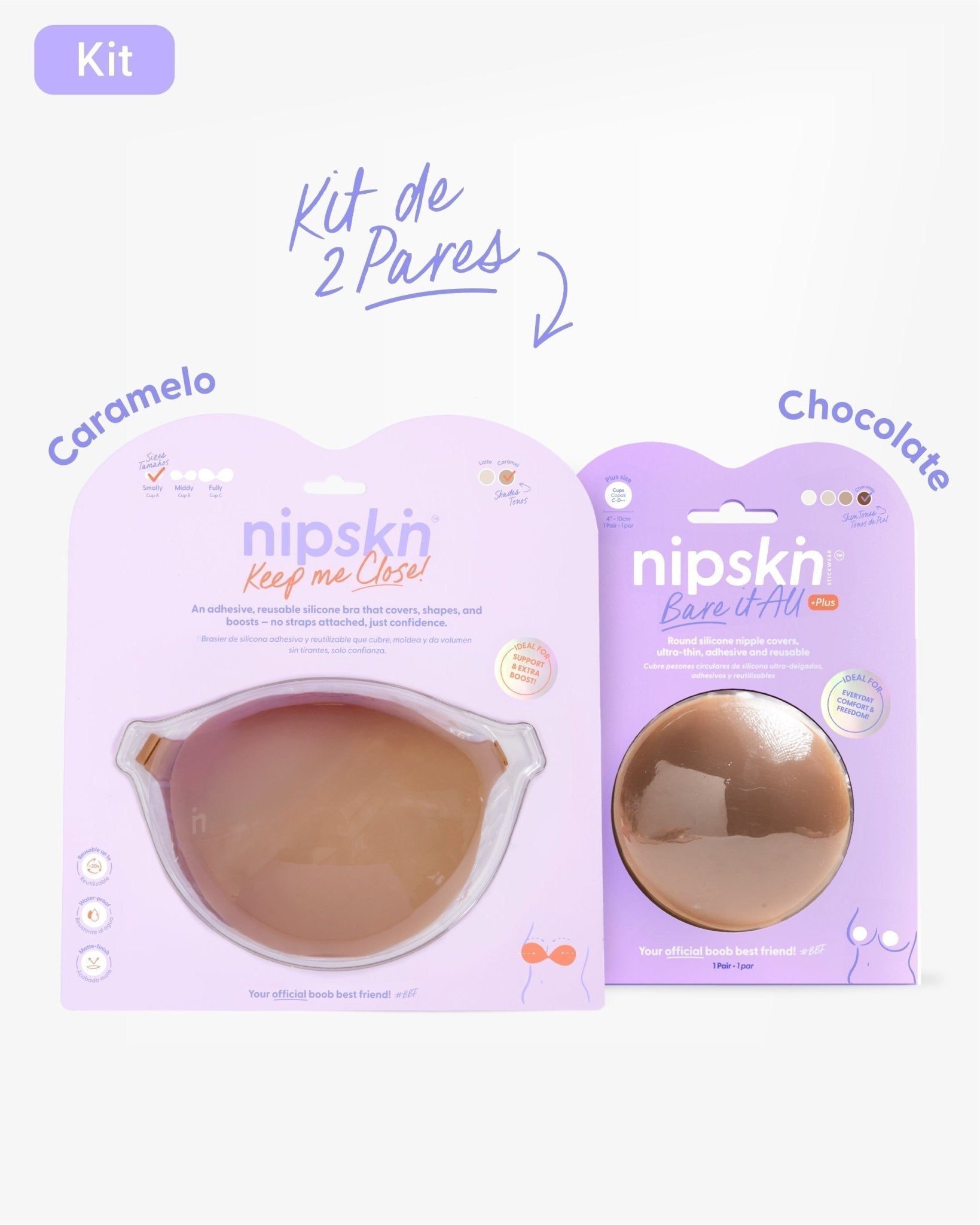 Kit Brasier Adhesivo + Cubre Pezón de Silicona (Talla PLUS) - Nipskin® - Nipskin CR