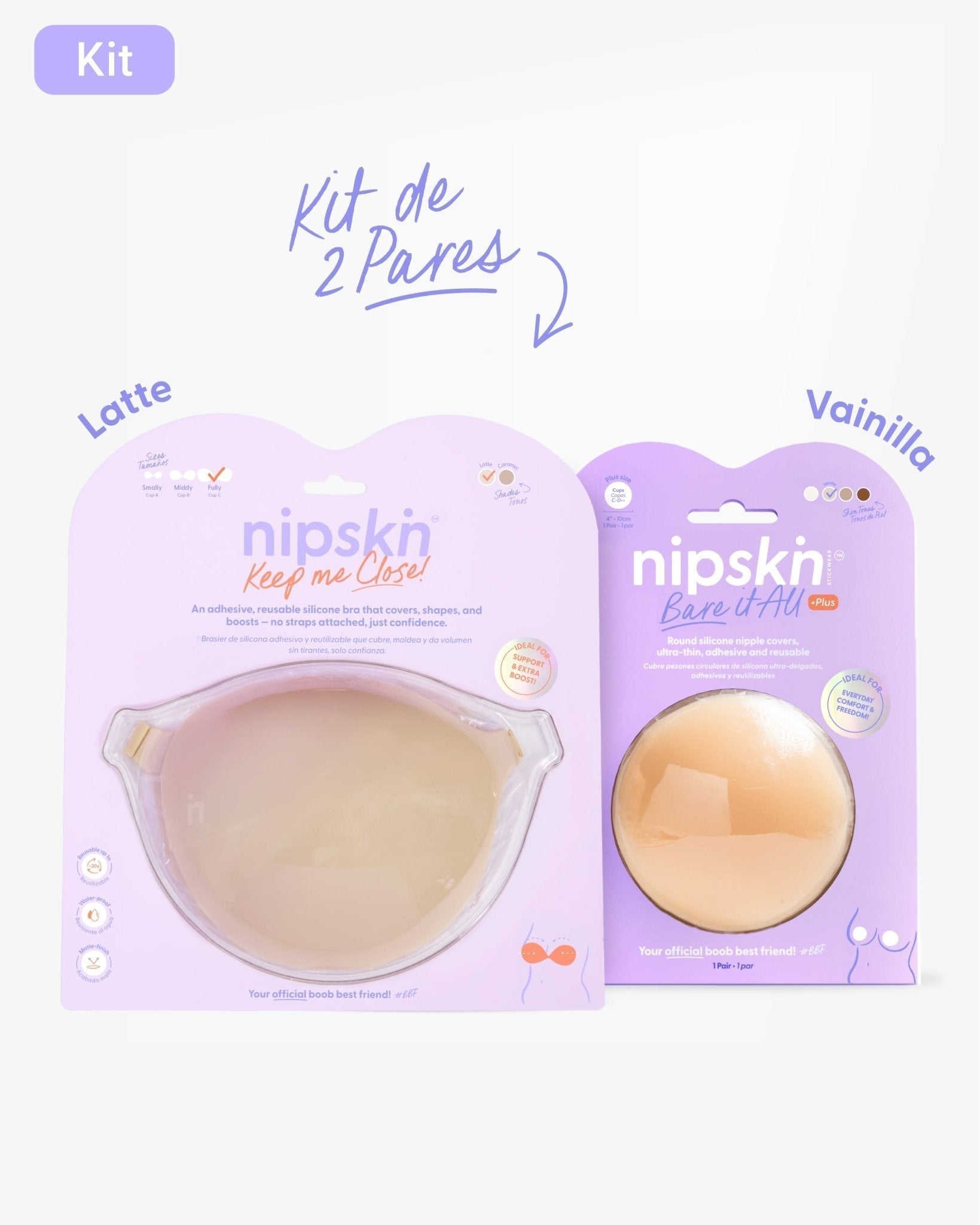 Kit Brasier Adhesivo + Cubre Pezón de Silicona (Talla PLUS) - Nipskin® - Nipskin CR