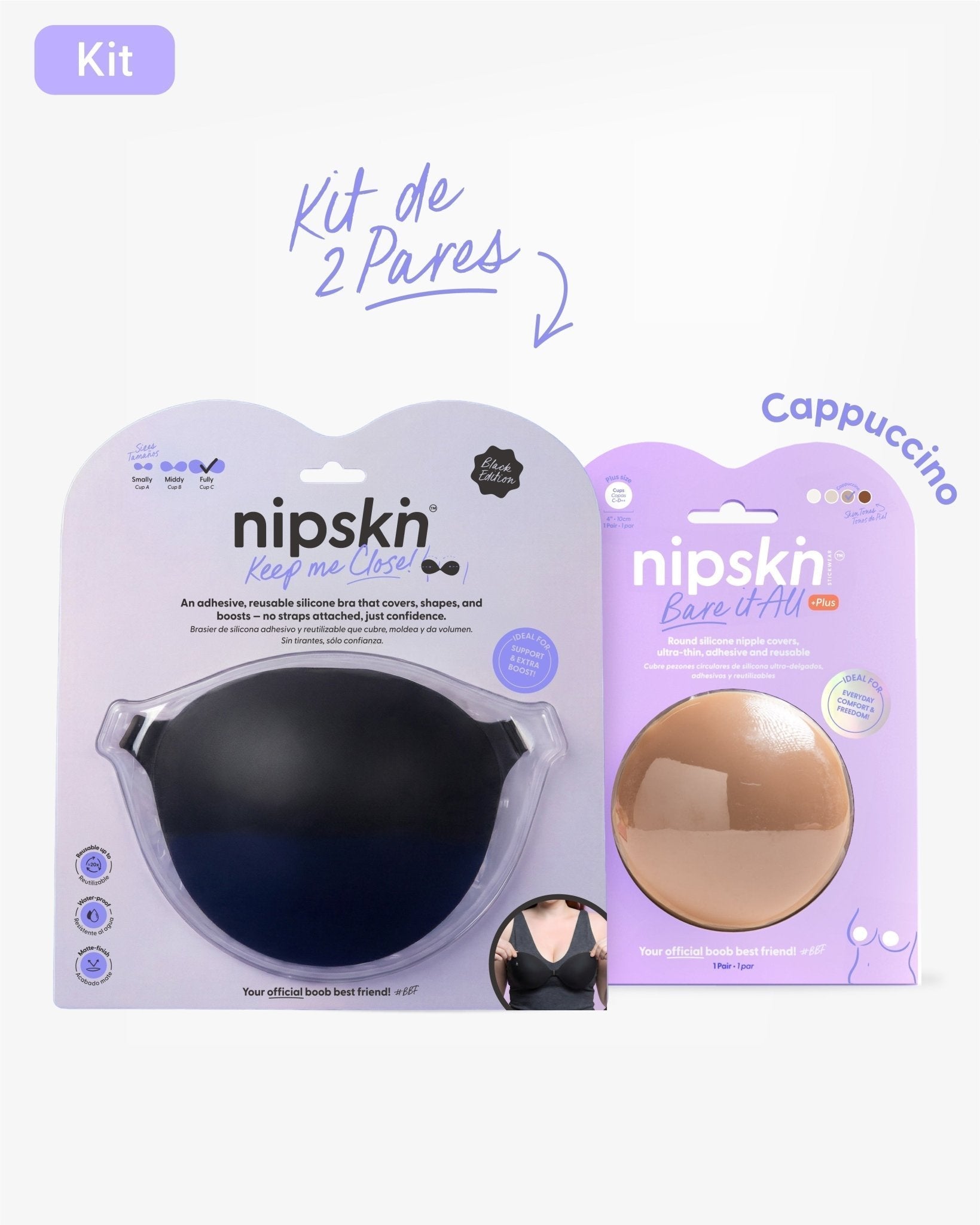 Kit Brasier Adhesivo + Cubre Pezón de Silicona (Talla PLUS) - Nipskin® - Nipskin CR