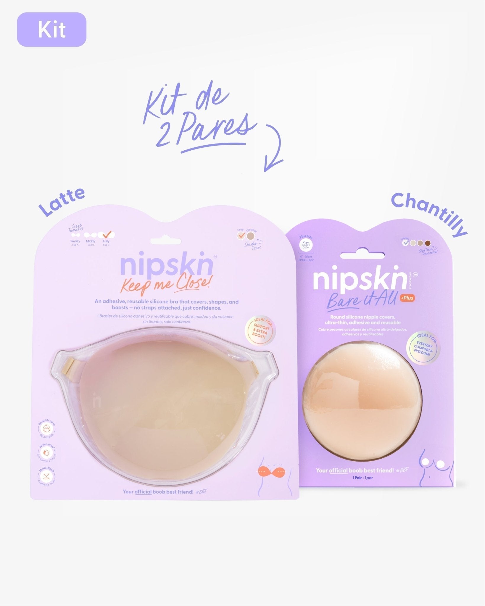 Kit Brasier Adhesivo + Cubre Pezón de Silicona (Talla PLUS) - Nipskin® - Nipskin CR