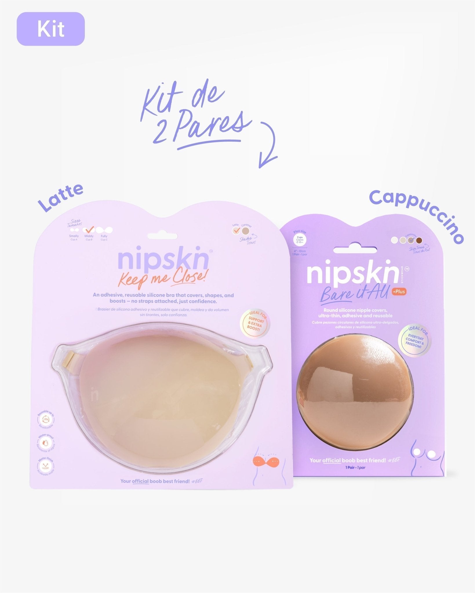 Kit Brasier Adhesivo + Cubre Pezón de Silicona (Talla PLUS) - Nipskin® - Nipskin CR