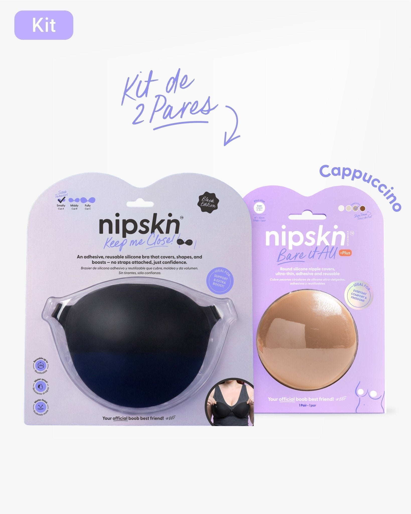 Kit Brasier Adhesivo + Cubre Pezón de Silicona (Talla PLUS) - Nipskin® - Nipskin CR