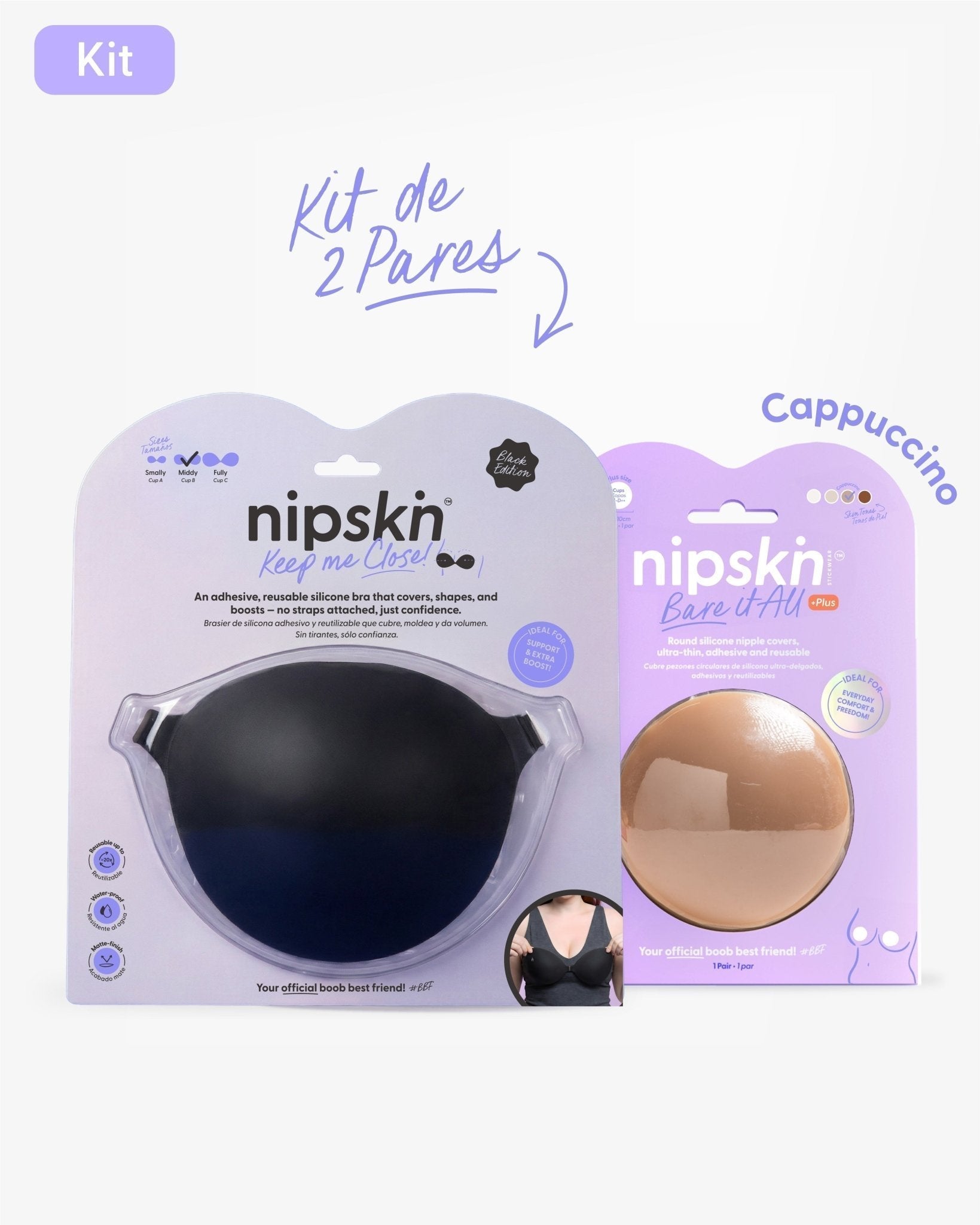 Kit Brasier Adhesivo + Cubre Pezón de Silicona (Talla PLUS) - Nipskin® - Nipskin CR