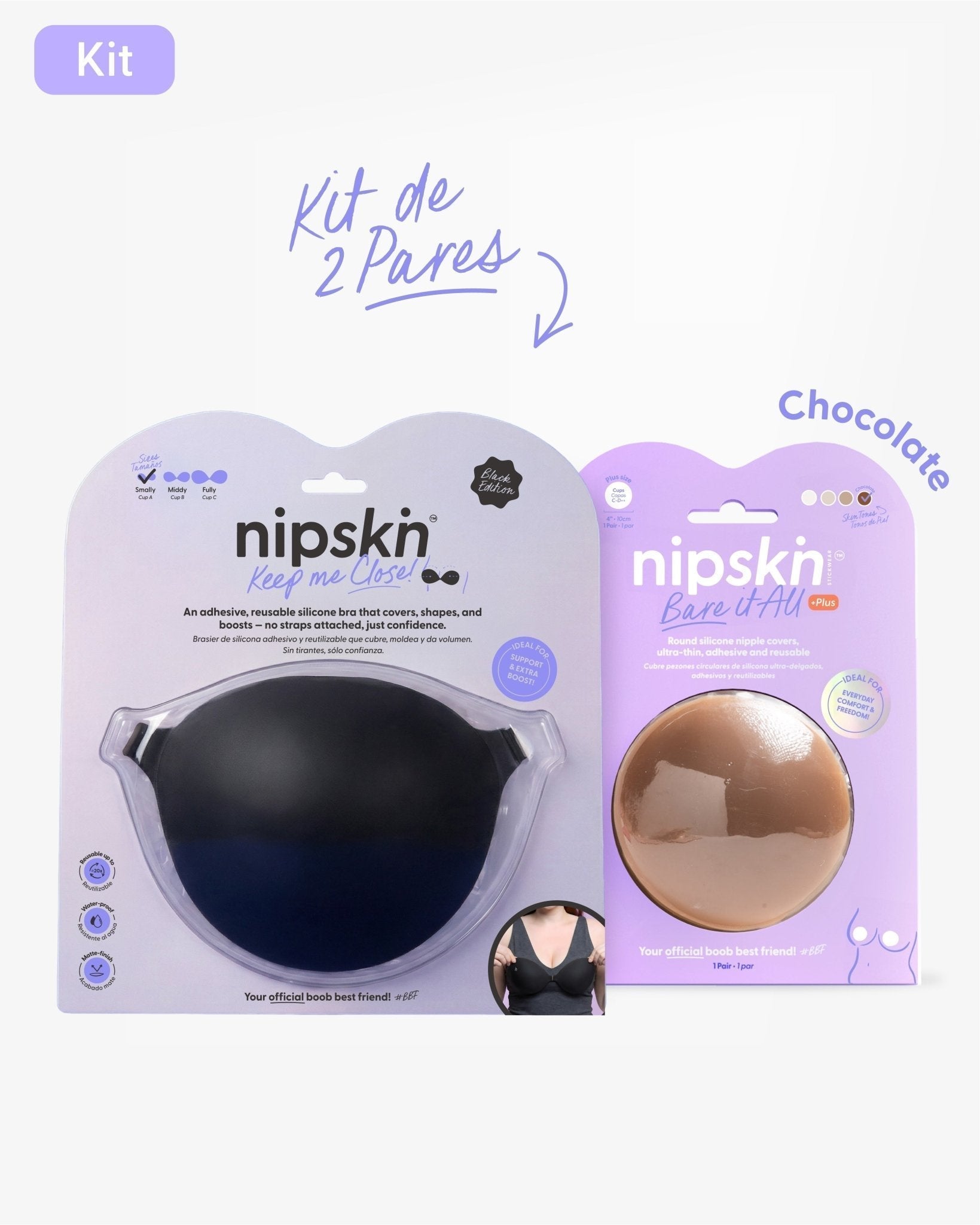 Kit Brasier Adhesivo + Cubre Pezón de Silicona (Talla PLUS) - Nipskin® - Nipskin CR