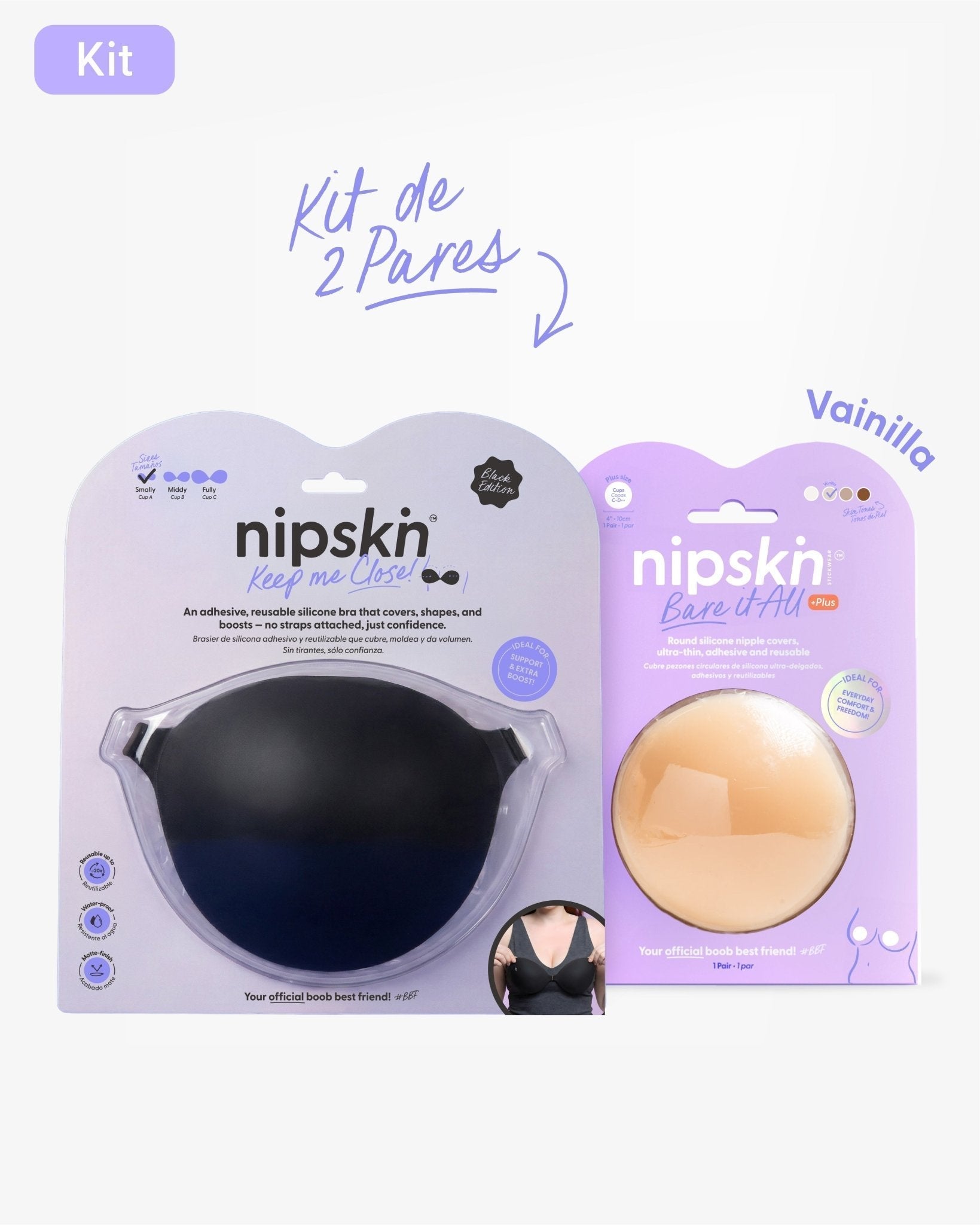 Kit Brasier Adhesivo + Cubre Pezón de Silicona (Talla PLUS) - Nipskin® - Nipskin CR
