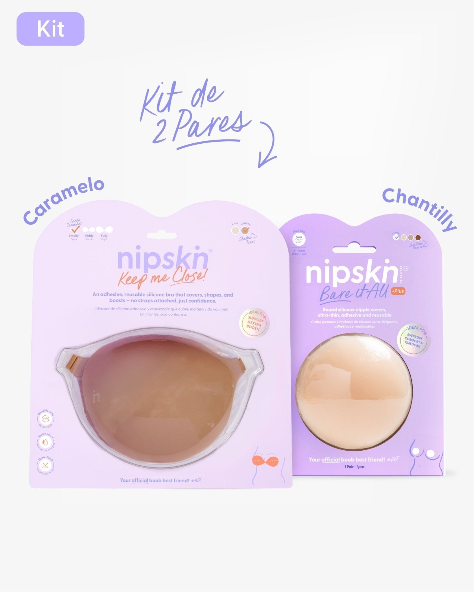 Kit Brasier Adhesivo + Cubre Pezón de Silicona (Talla PLUS) - Nipskin® - Nipskin CR