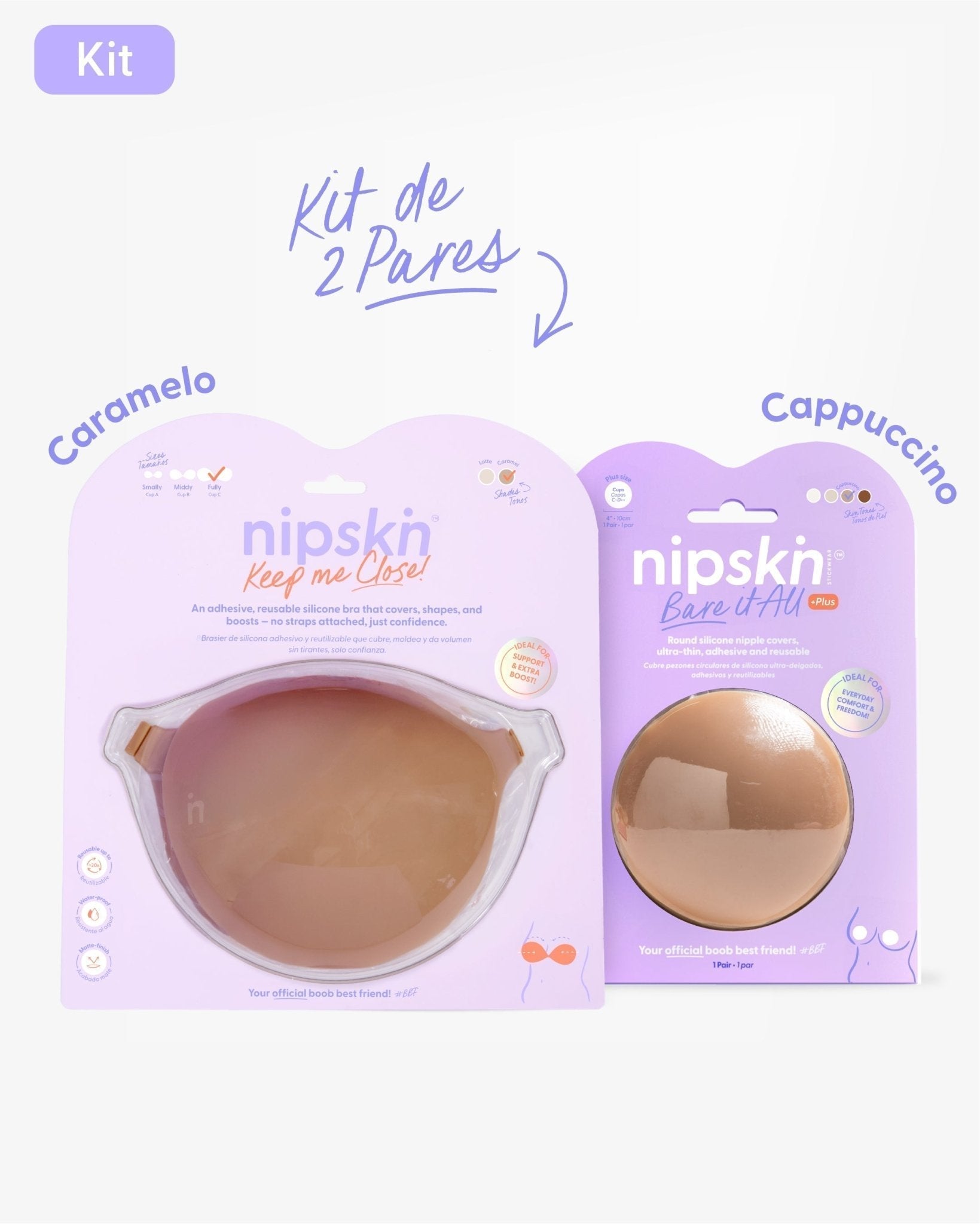 Kit Brasier Adhesivo + Cubre Pezón de Silicona (Talla PLUS) - Nipskin® - Nipskin CR