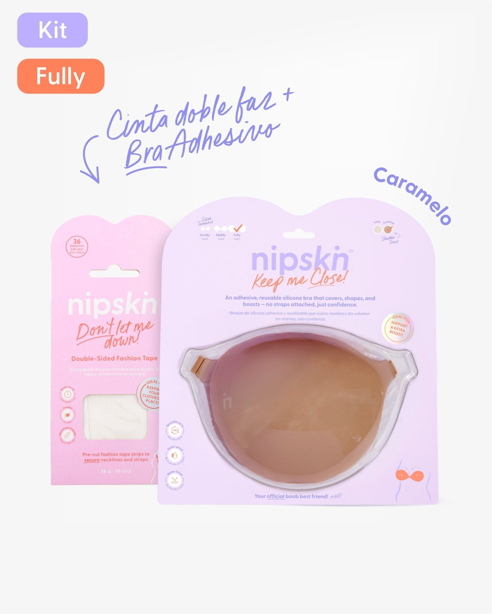 Kit Brasier Adhesivo de Silicona, Keep Me Close + Cinta Doble Faz - Nipskin® - Nipskin CR