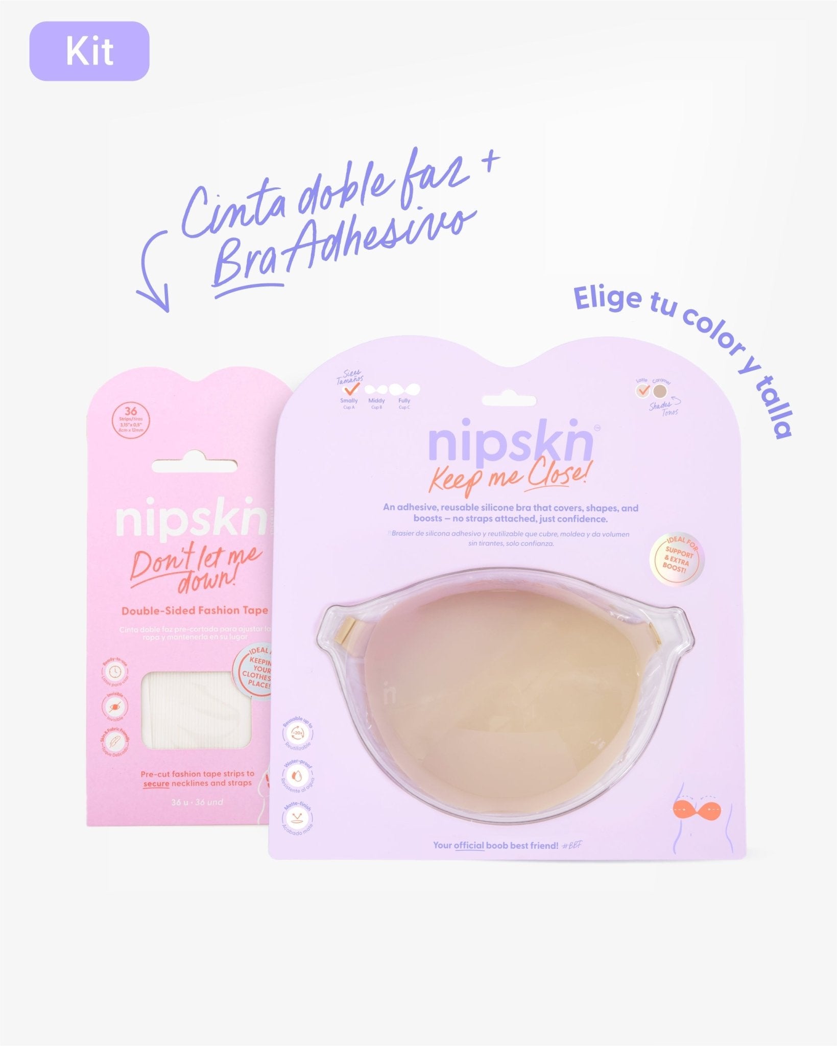 Kit Brasier Adhesivo de Silicona, Keep Me Close + Cinta Doble Faz - Nipskin® - Nipskin CR