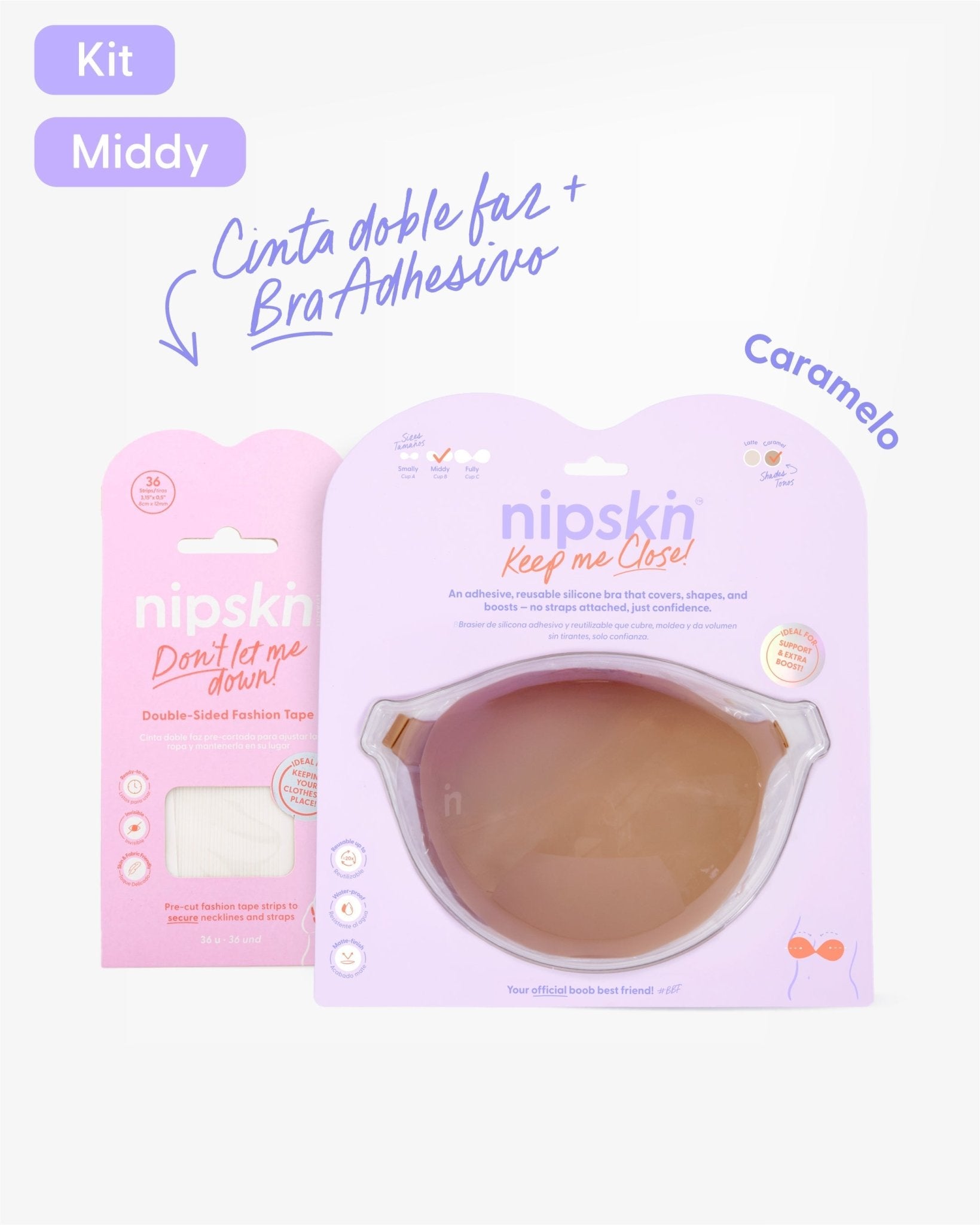 Kit Brasier Adhesivo de Silicona, Keep Me Close + Cinta Doble Faz - Nipskin® - Nipskin CR