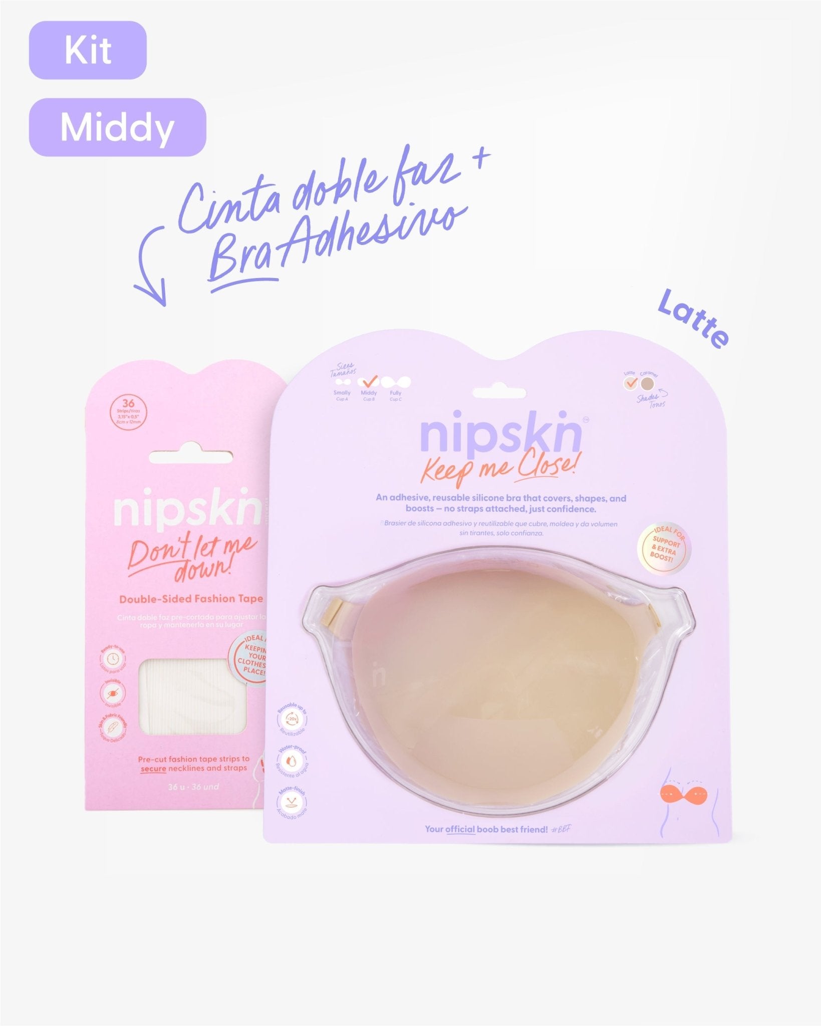 Kit Brasier Adhesivo de Silicona, Keep Me Close + Cinta Doble Faz - Nipskin® - Nipskin CR