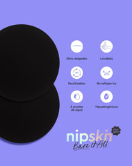 Kit Brasier Adhesivo Negro+ Cubre Pezón de Silicona Negro - Nipskin® - Nipskin CR