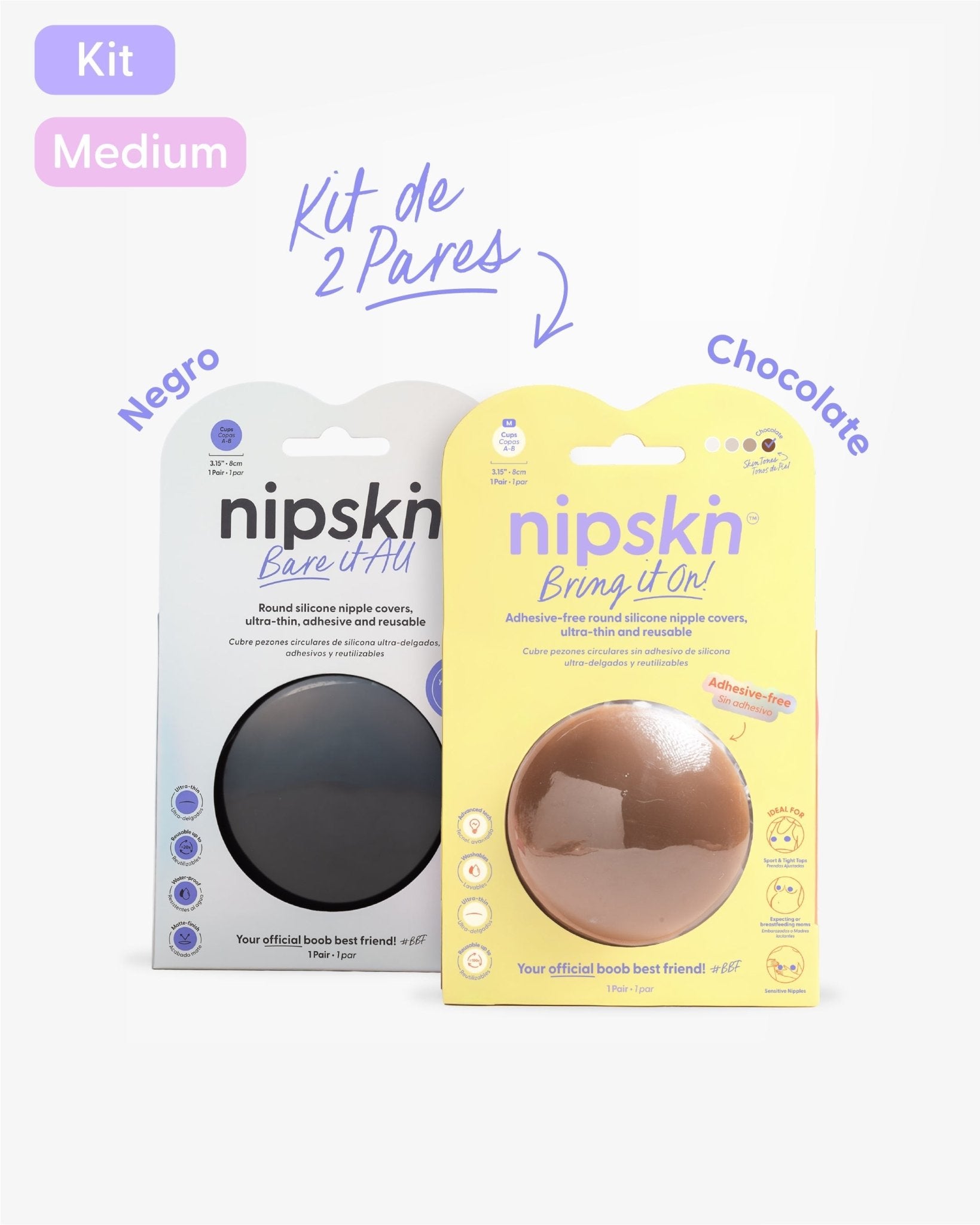 Kit Cubre pezones Sin Adhesivo + Cubre pezón Negro | Nipskin® - Nipskin CR