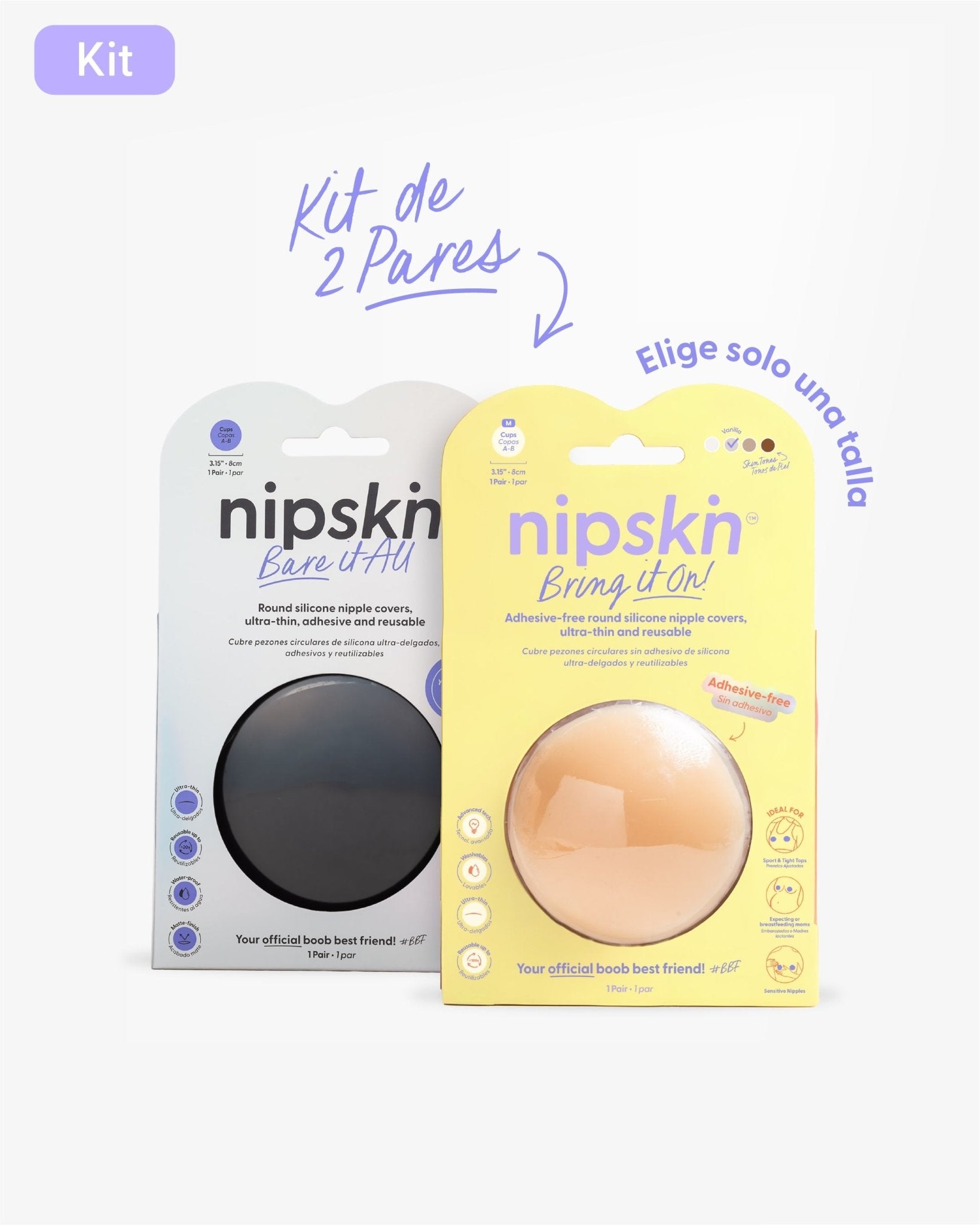 Kit Cubre pezones Sin Adhesivo + Cubre pezón Negro | Nipskin® - Nipskin CR