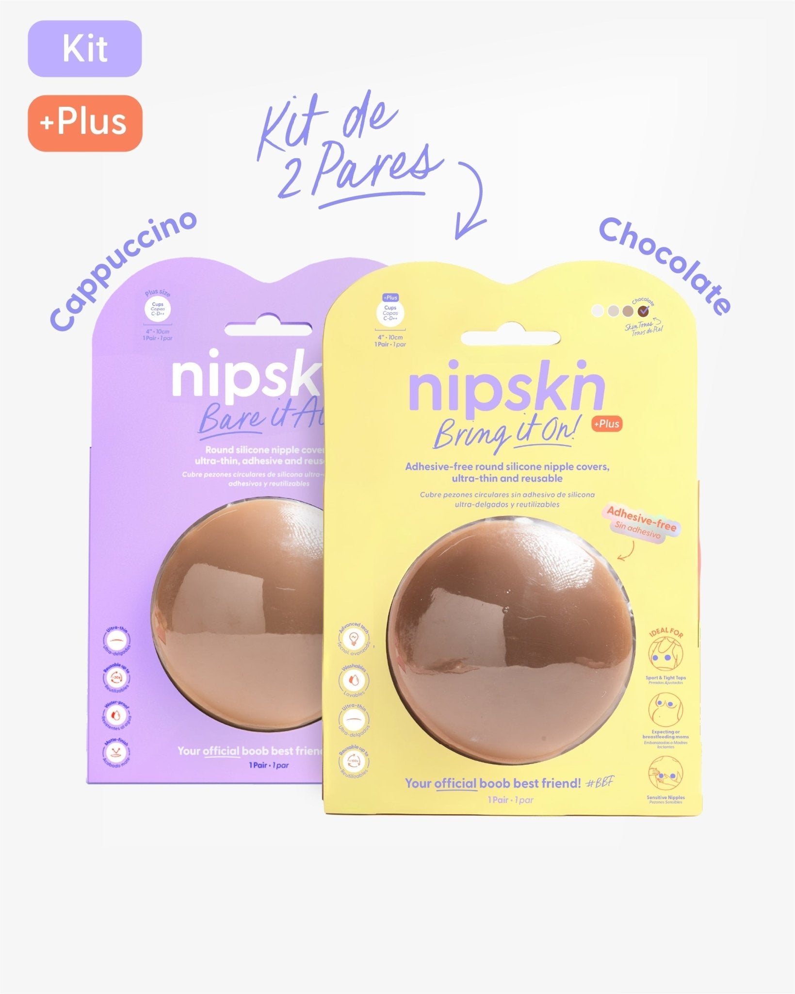 Kit Cubre pezones Sin Adhesivo + Cubre pezones Con Adhesivo | Nipskin® - Nipskin CR