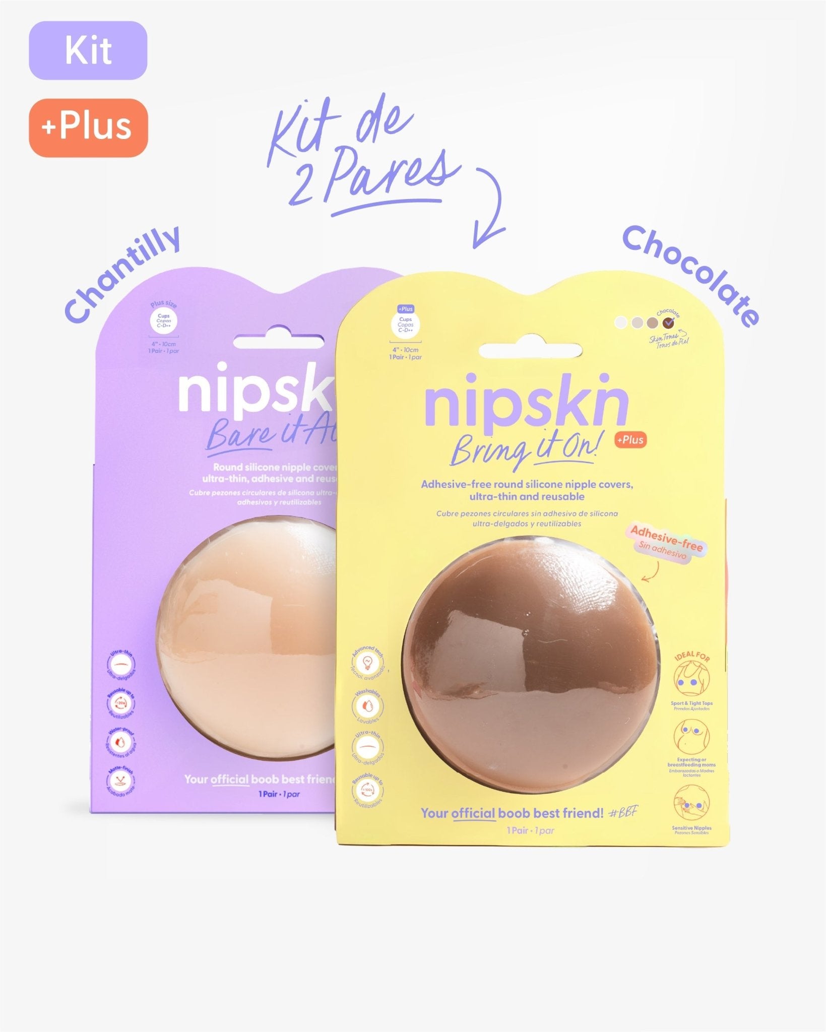 Kit Cubre pezones Sin Adhesivo + Cubre pezones Con Adhesivo | Nipskin® - Nipskin CR