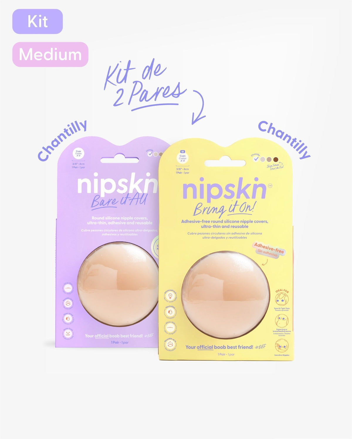 Kit Cubre pezones Sin Adhesivo + Cubre pezones Con Adhesivo | Nipskin® - Nipskin CR