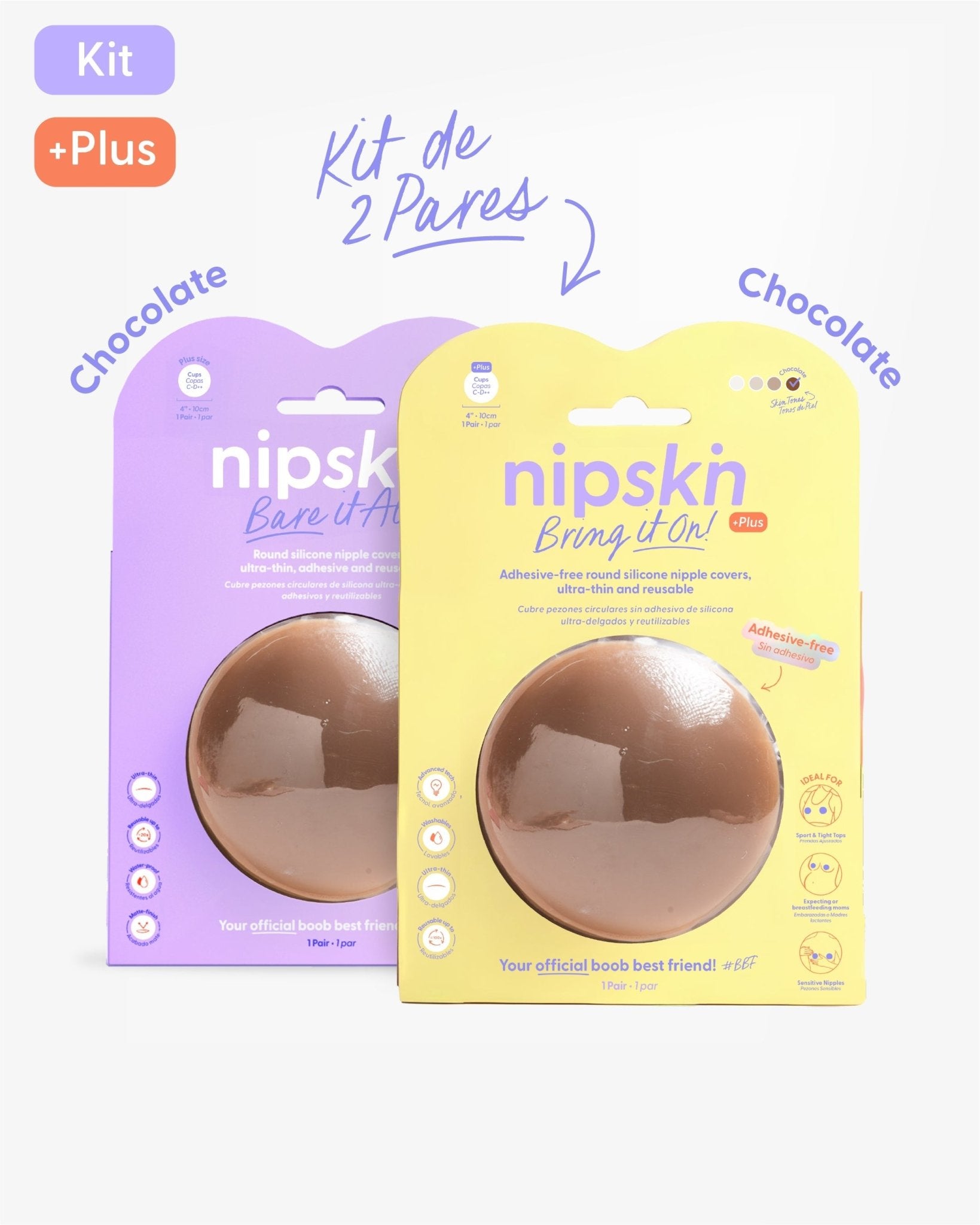 Kit Cubre pezones Sin Adhesivo + Cubre pezones Con Adhesivo | Nipskin® - Nipskin CR