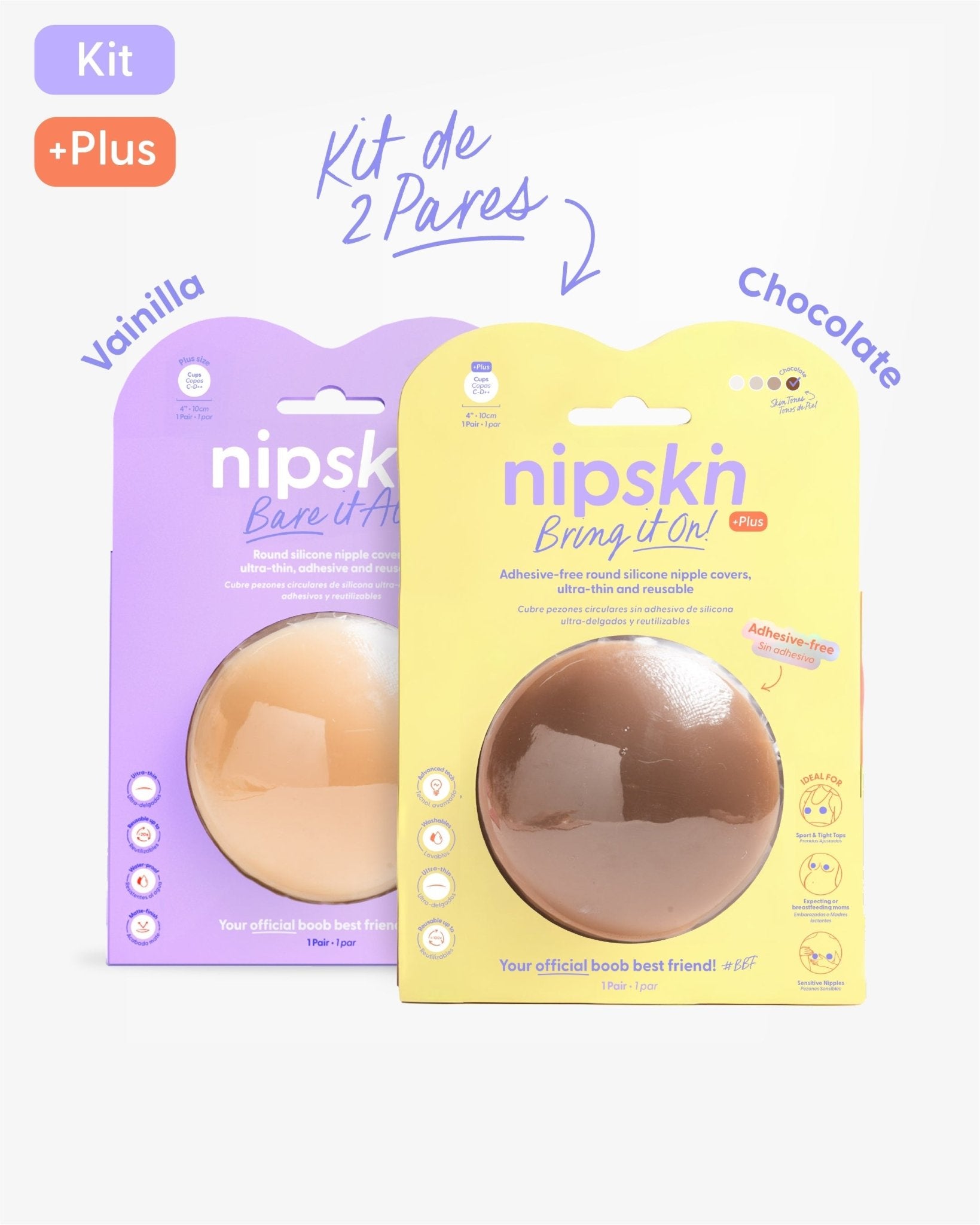 Kit Cubre pezones Sin Adhesivo + Cubre pezones Con Adhesivo | Nipskin® - Nipskin CR