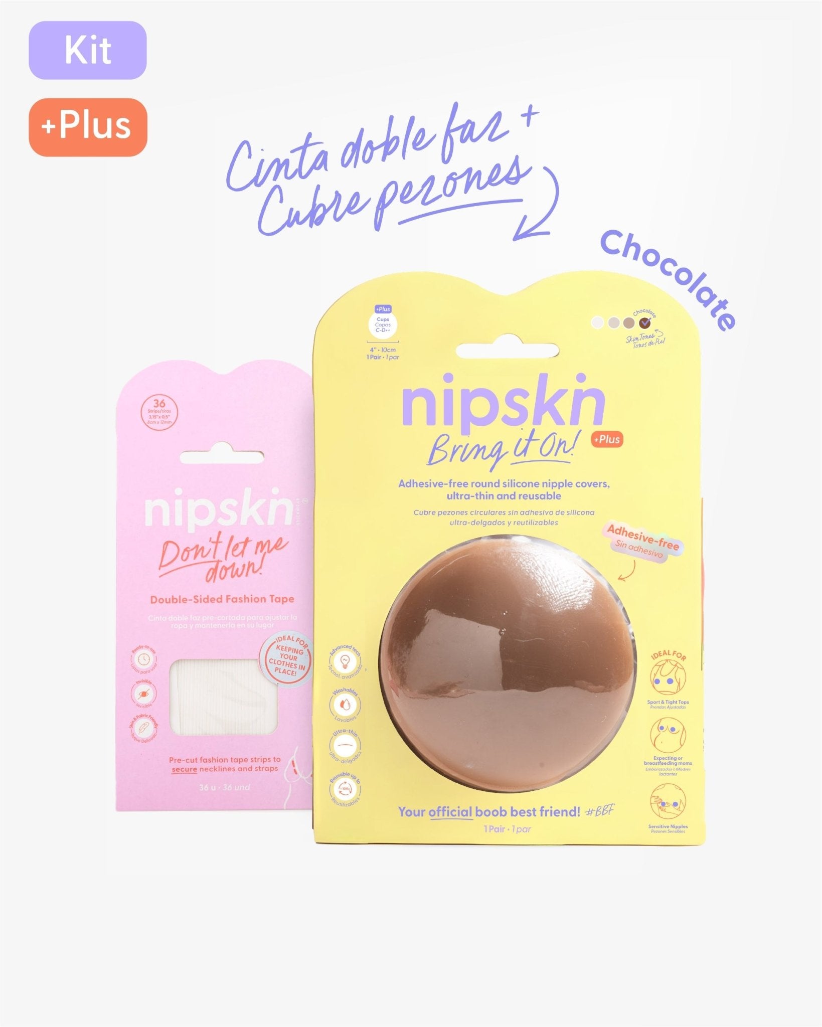 Kit Cubre pezones Sin Adhesivo más Cinta Doble Faz, Bring It On | Nipskin® - Nipskin CR