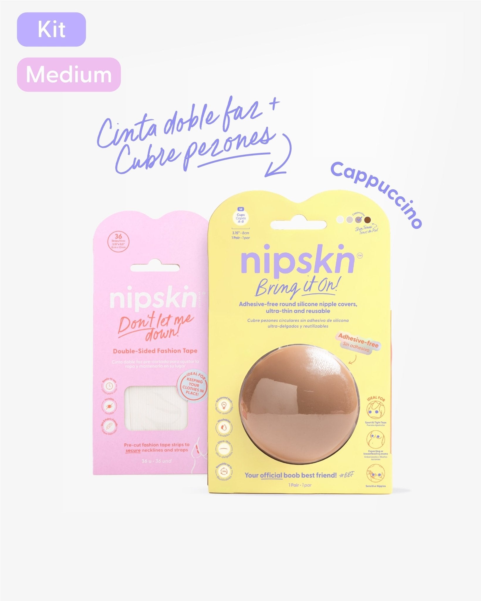 Kit Cubre pezones Sin Adhesivo más Cinta Doble Faz, Bring It On | Nipskin® - Nipskin CR
