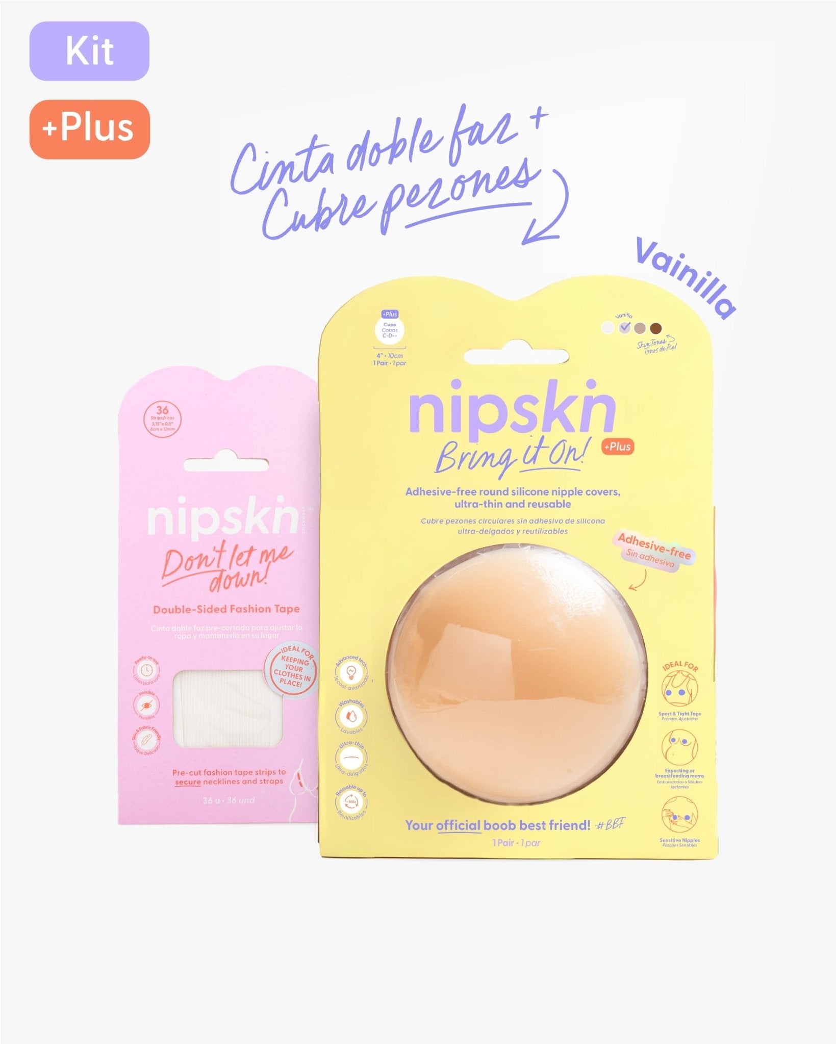 Kit Cubre pezones Sin Adhesivo más Cinta Doble Faz, Bring It On | Nipskin® - Nipskin CR