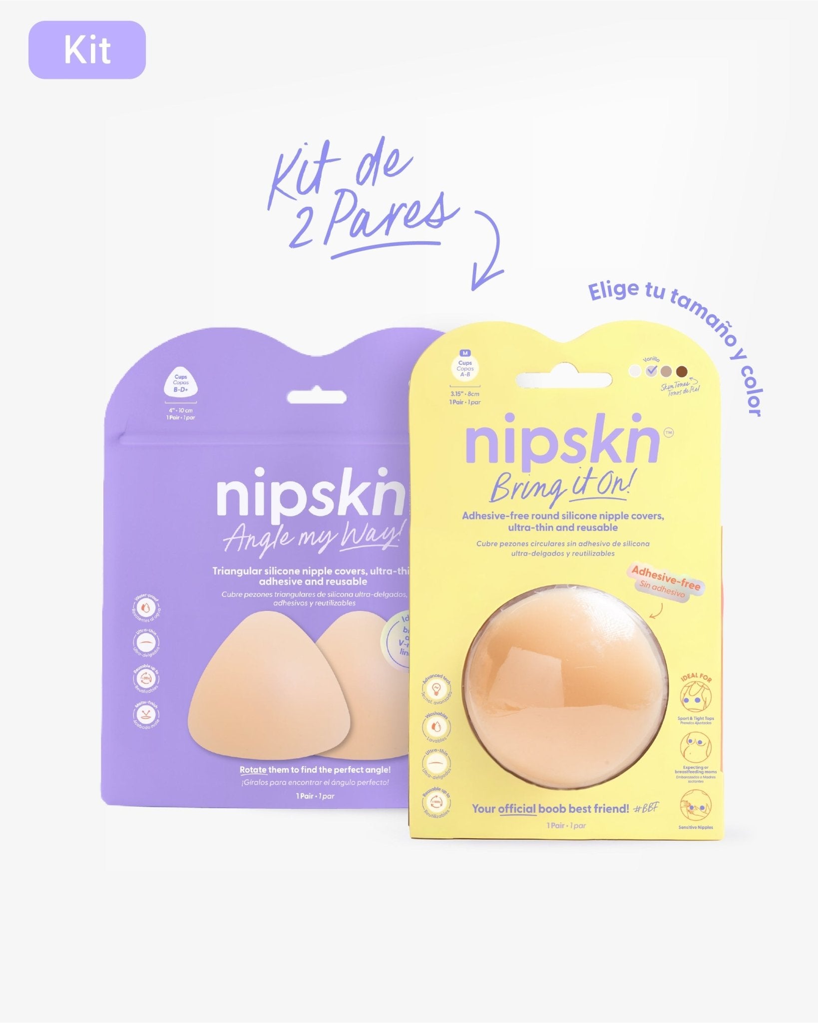 Kit Cubre pezones Sin Adhesivo + Triangular | Nipskin® - Nipskin CR