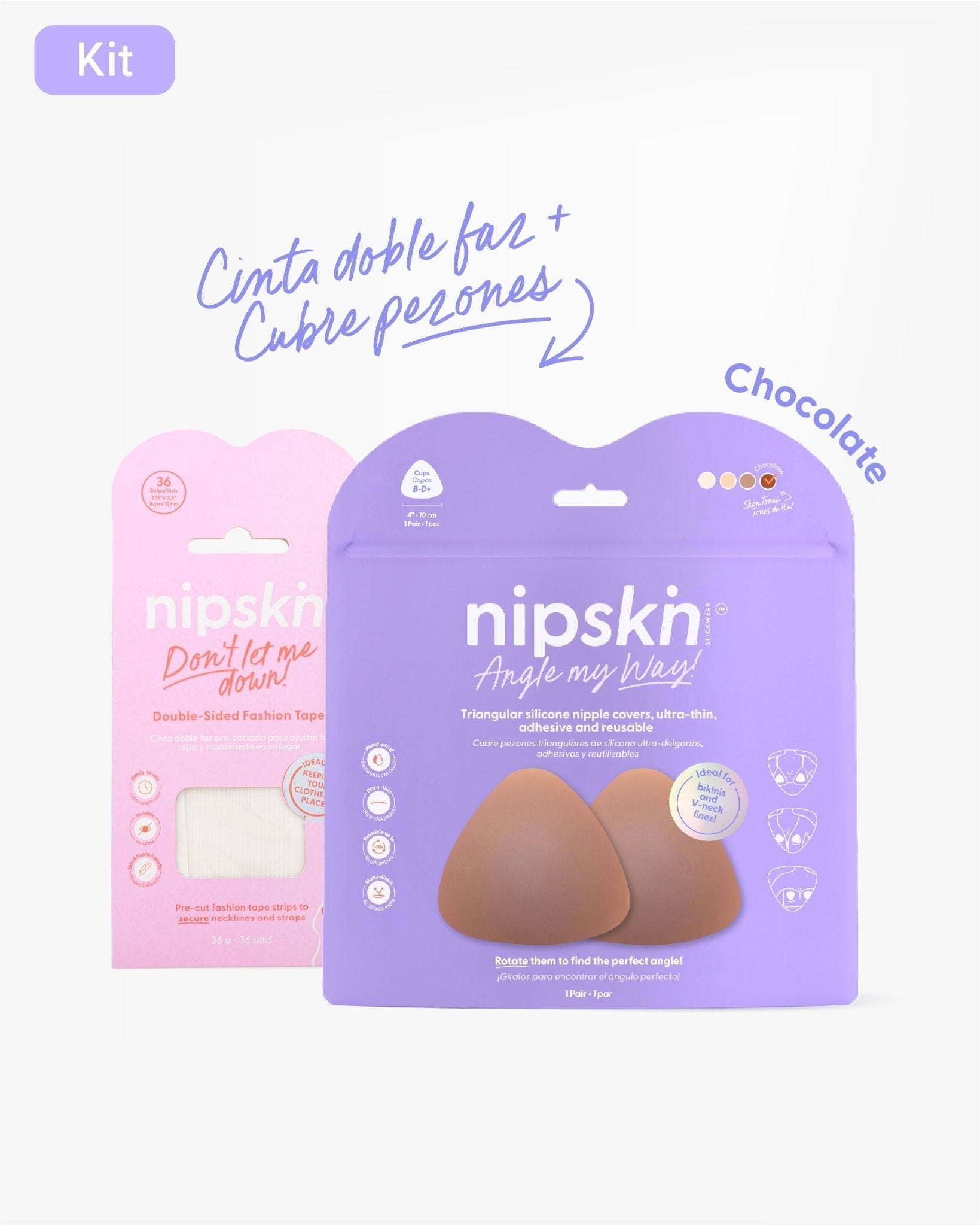 Kit Escotes Perfectos - Cubre Pezones de Silicona y Cinta Doble Faz Nipskin® - Nipskin CR