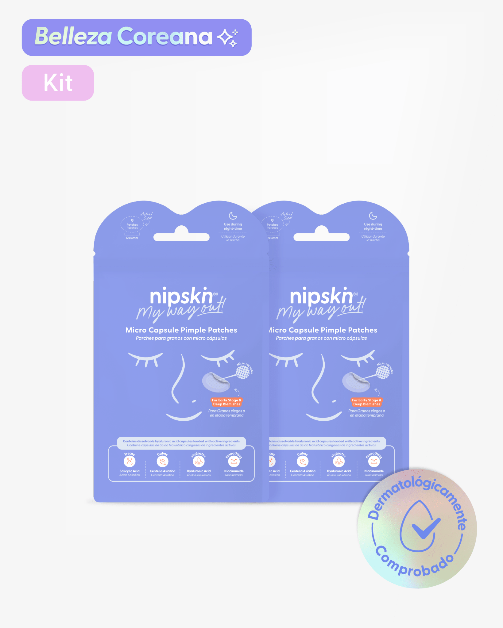 KIT - Parches con Micro Cápsulas Hidrocoloides para granitos ciegos - My Way Out x2 - Nipskin CR
