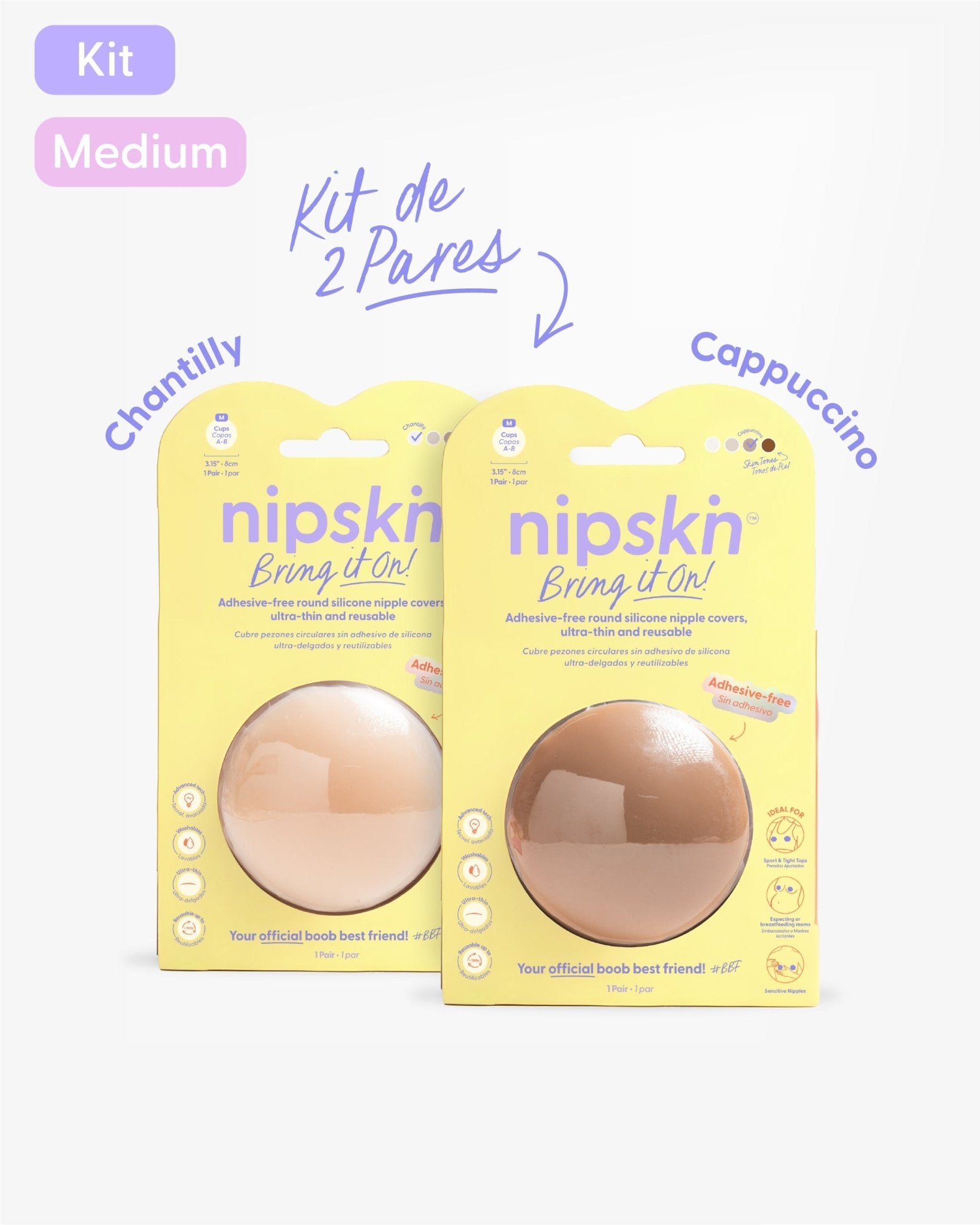 Kit x2 Cubre pezones Sin Adhesivo Reutilizables, Bring It On | Nipskin® - Nipskin CR