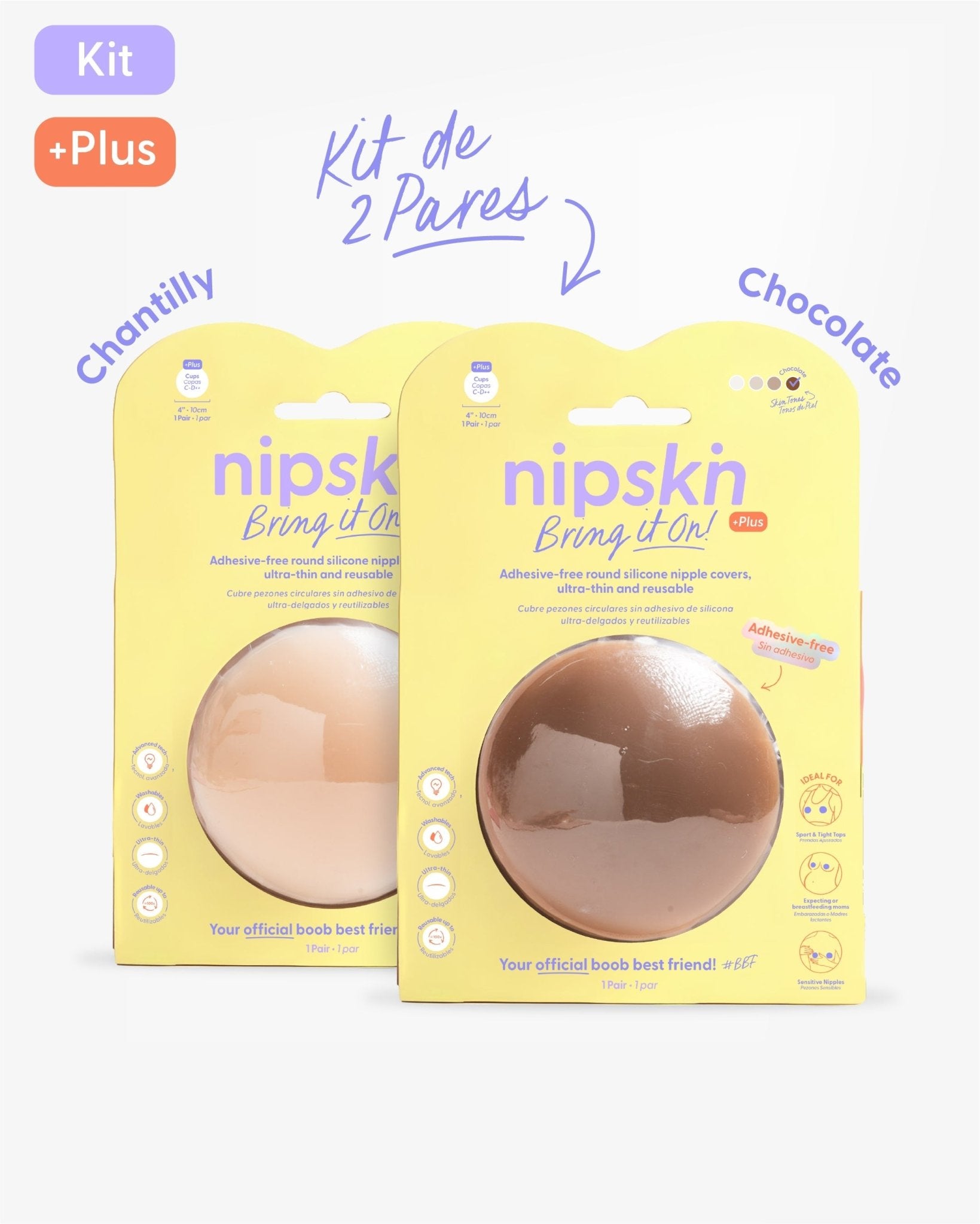Kit x2 Cubre pezones Sin Adhesivo Reutilizables, Bring It On | Nipskin® - Nipskin CR