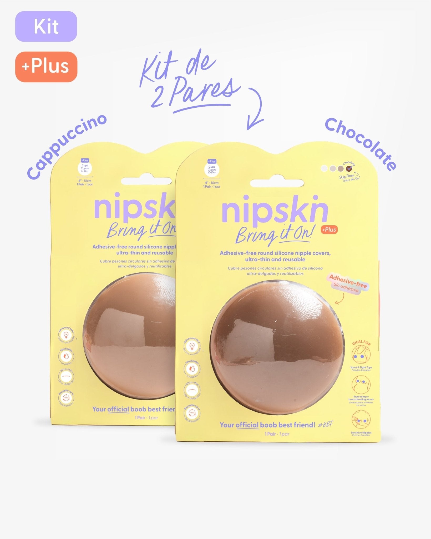 Kit x2 Cubre pezones Sin Adhesivo Reutilizables, Bring It On | Nipskin® - Nipskin CR