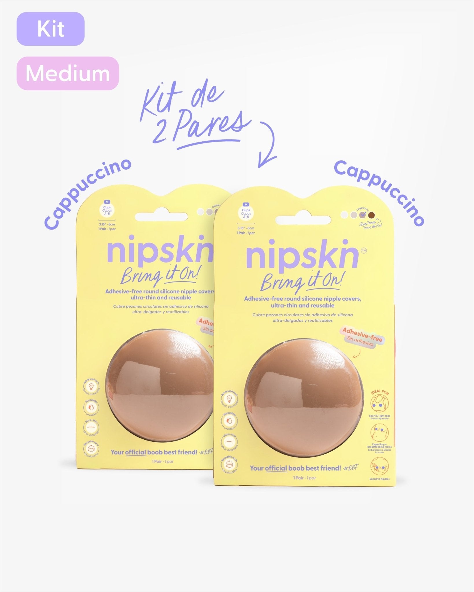 Kit x2 Cubre pezones Sin Adhesivo Reutilizables, Bring It On | Nipskin® - Nipskin CR