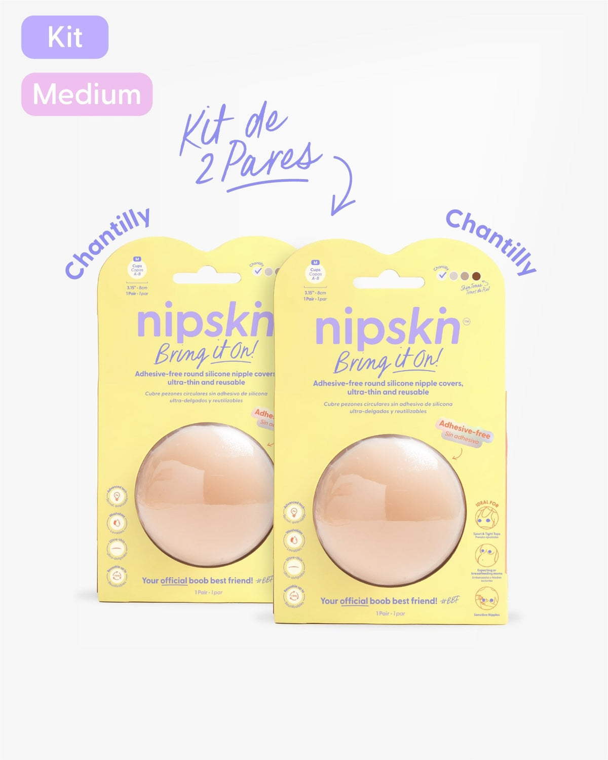 Kit x2 Cubre pezones Sin Adhesivo Reutilizables, Bring It On | Nipskin® - Nipskin CR