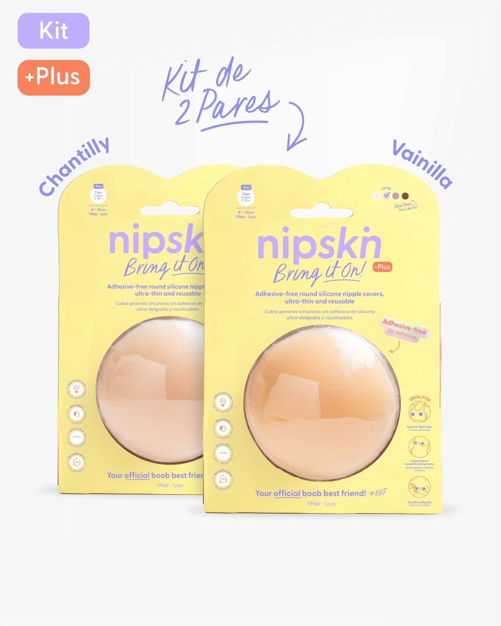 Kit x2 Cubre pezones Sin Adhesivo Reutilizables, Bring It On | Nipskin® - Nipskin CR