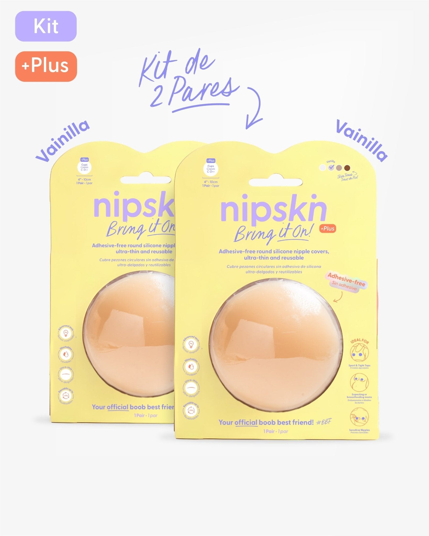 Kit x2 Cubre pezones Sin Adhesivo Reutilizables, Bring It On | Nipskin® - Nipskin CR