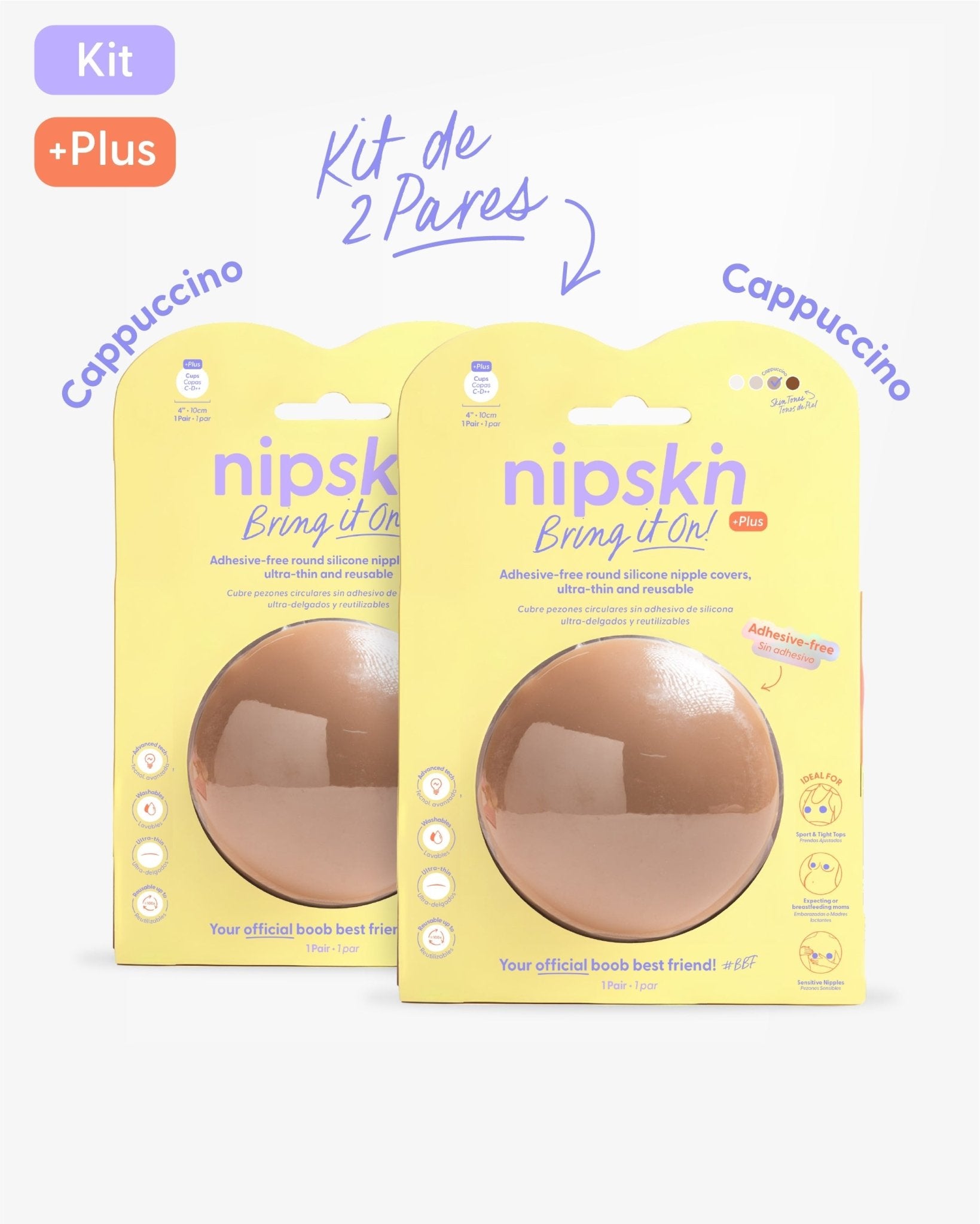 Kit x2 Cubre pezones Sin Adhesivo Reutilizables, Bring It On | Nipskin® - Nipskin CR