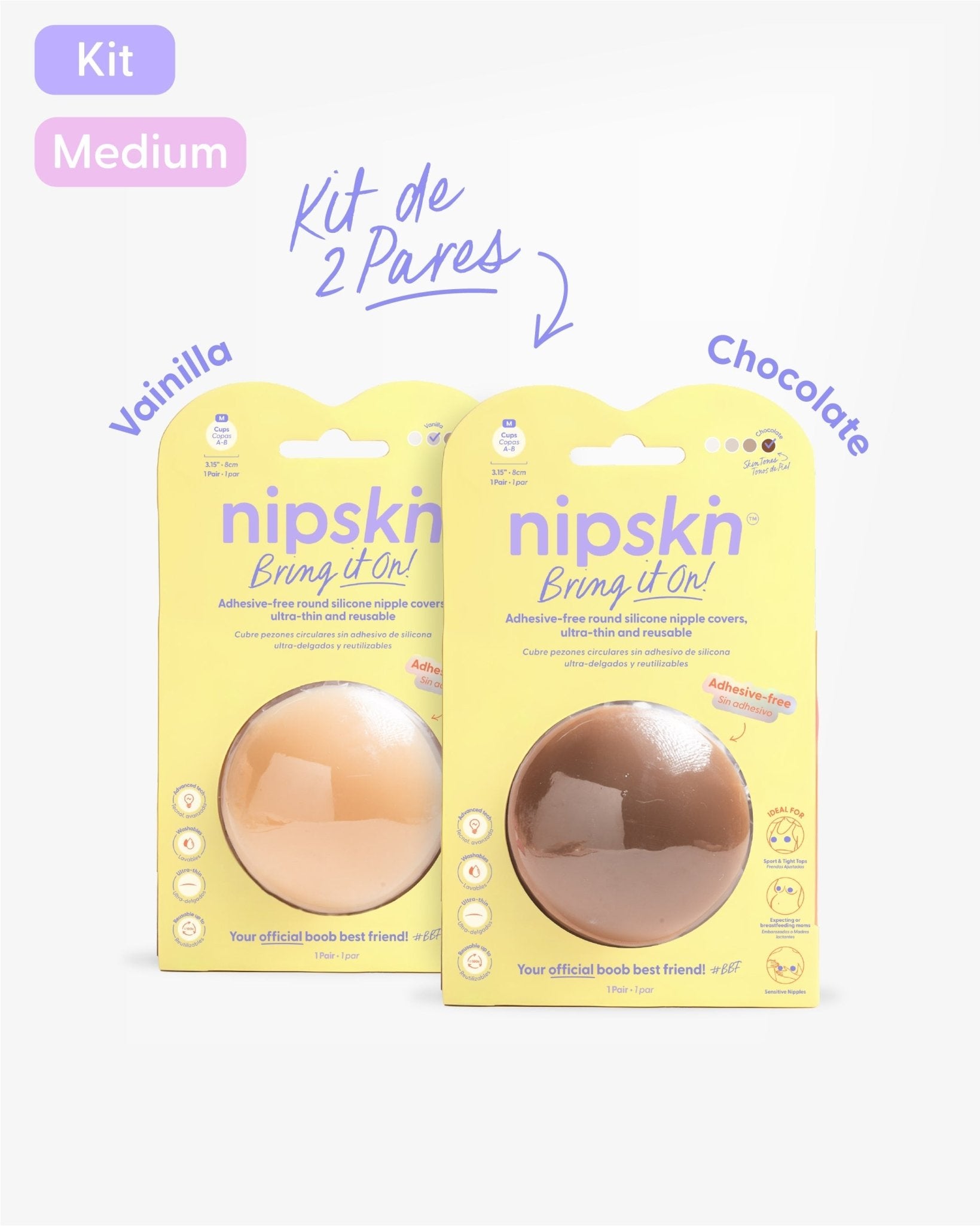 Kit x2 Cubre pezones Sin Adhesivo Reutilizables, Bring It On | Nipskin® - Nipskin CR
