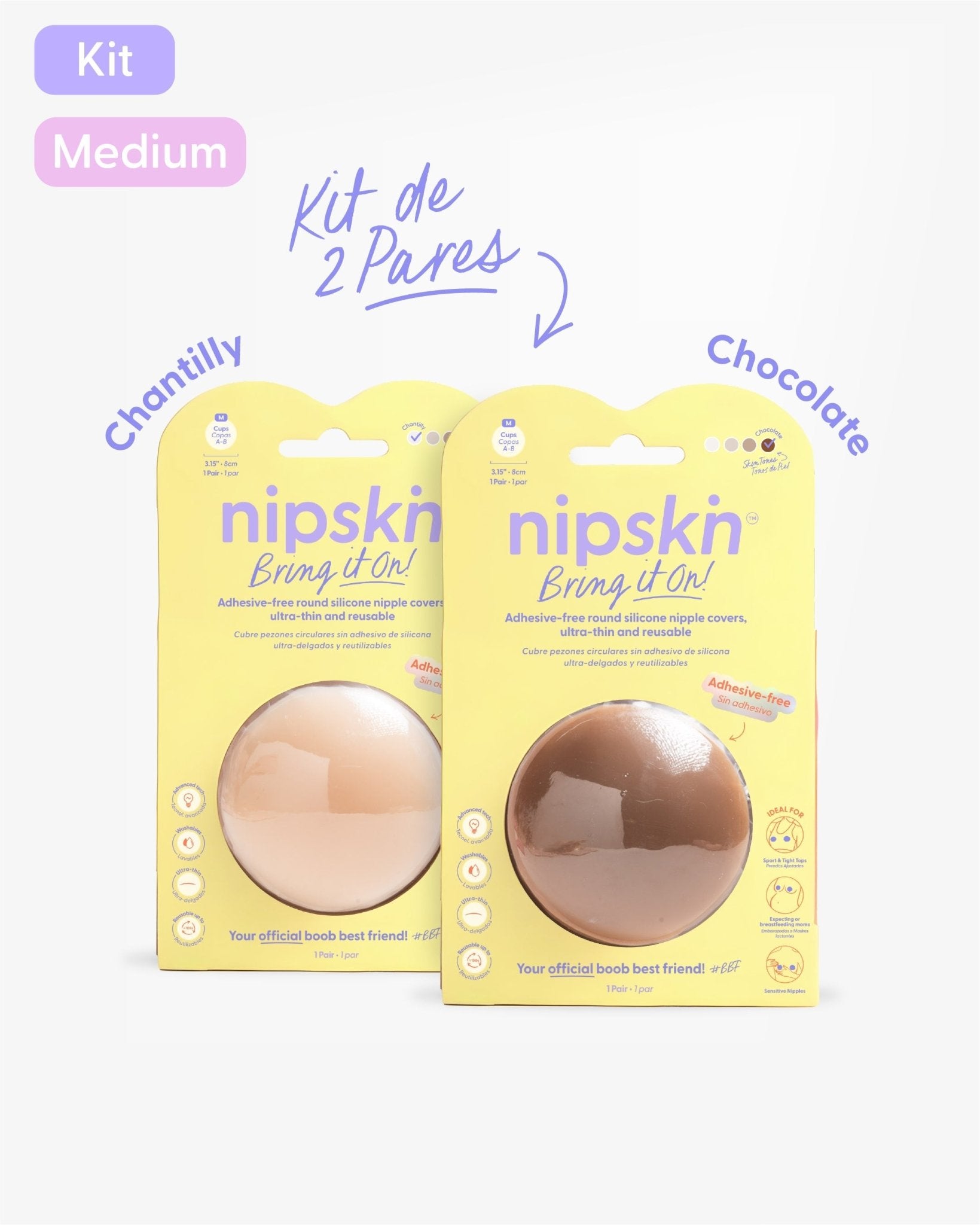 Kit x2 Cubre pezones Sin Adhesivo Reutilizables, Bring It On | Nipskin® - Nipskin CR
