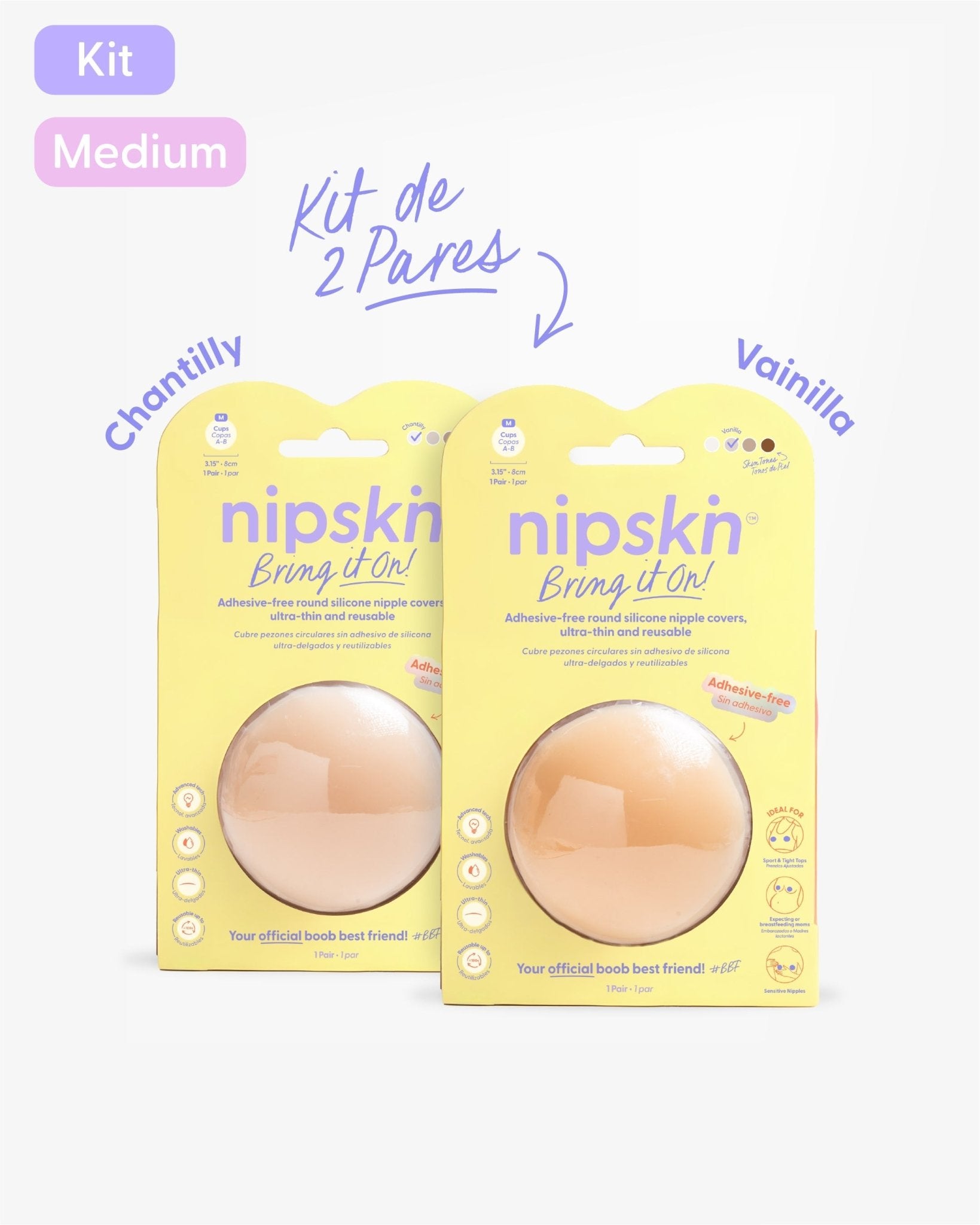 Kit x2 Cubre pezones Sin Adhesivo Reutilizables, Bring It On | Nipskin® - Nipskin CR
