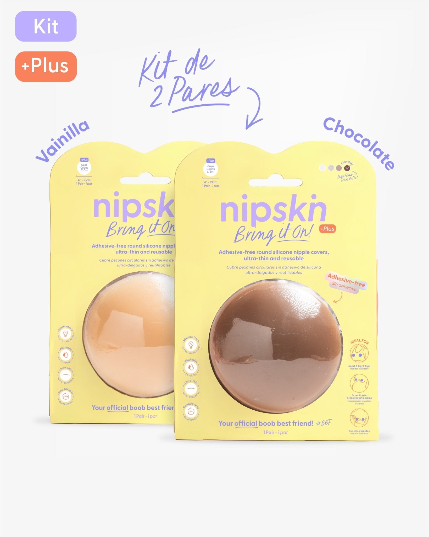 Kit x2 Cubre pezones Sin Adhesivo Reutilizables, Bring It On | Nipskin® - Nipskin CR
