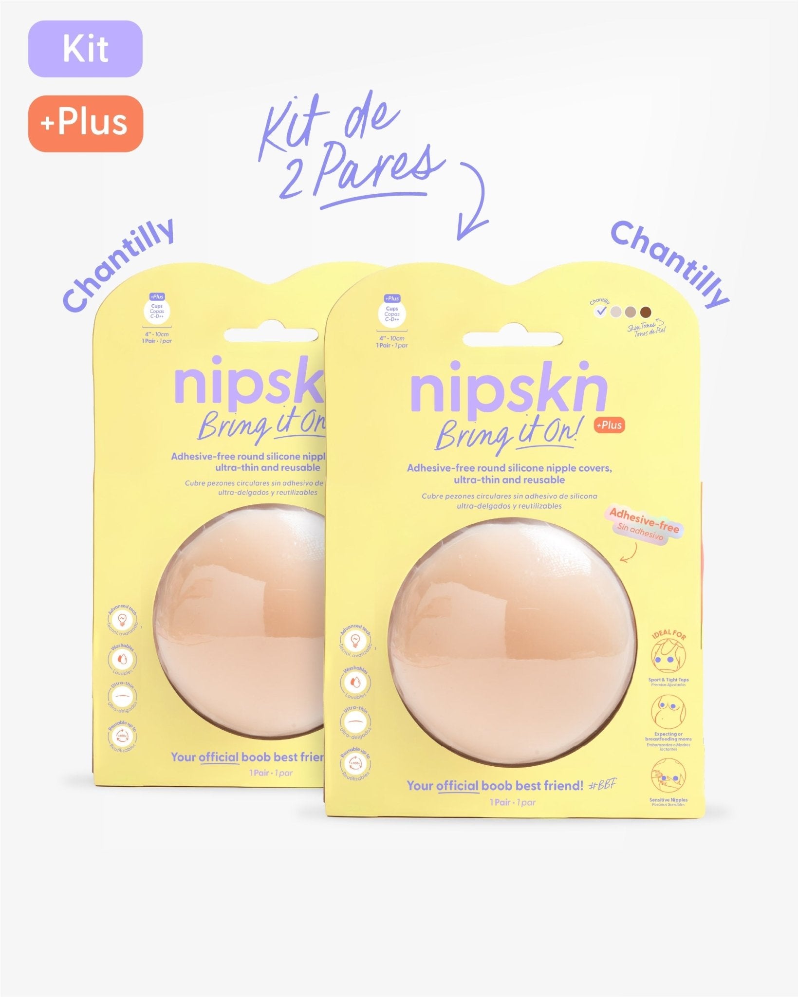 Kit x2 Cubre pezones Sin Adhesivo Reutilizables, Bring It On | Nipskin® - Nipskin CR